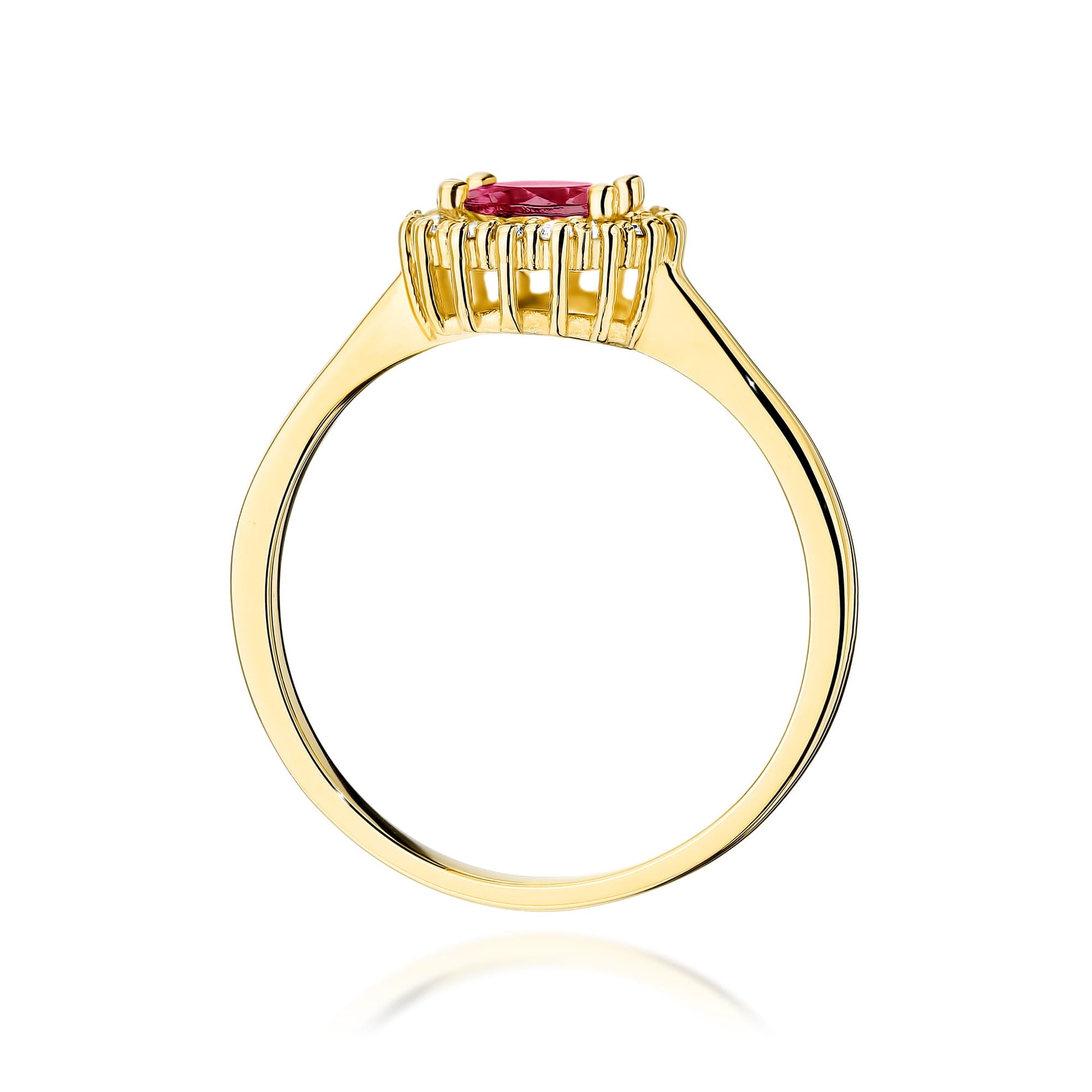 Inel Aur 9K cu Rubin 0.60 ct si Diamante Naturale 0.14 ct