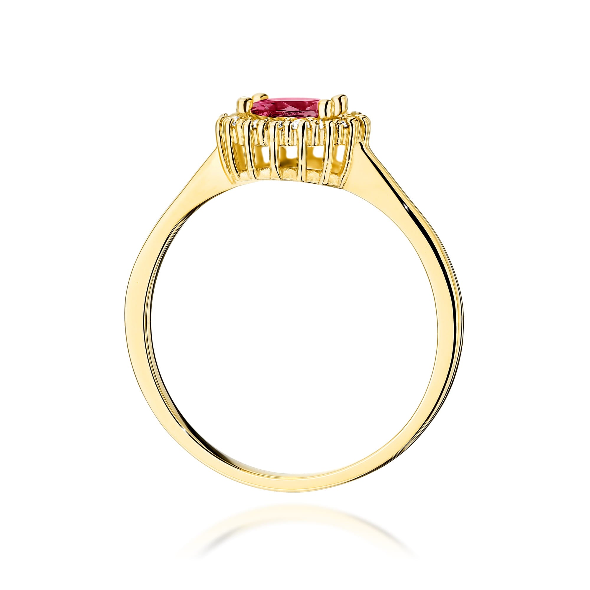 Inel Aur 9K cu Rubin 0.60 ct si Diamante Naturale 0.14 ct