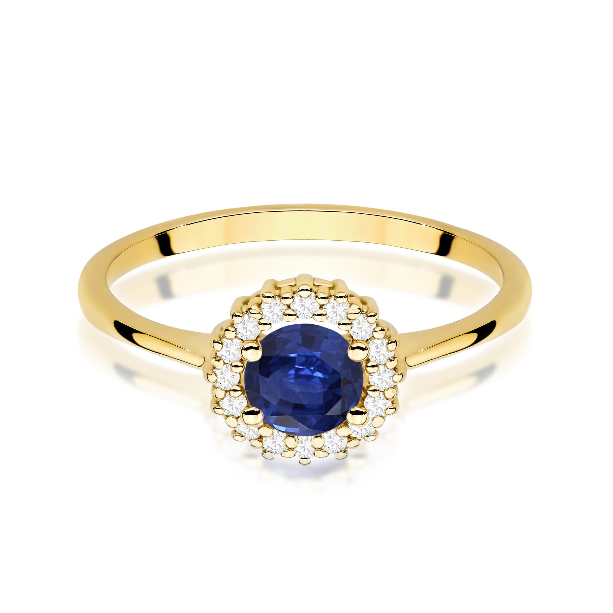 Inel Aur 9K cu Safir 0.50 ct si Diamante Naturale 0.14 ct