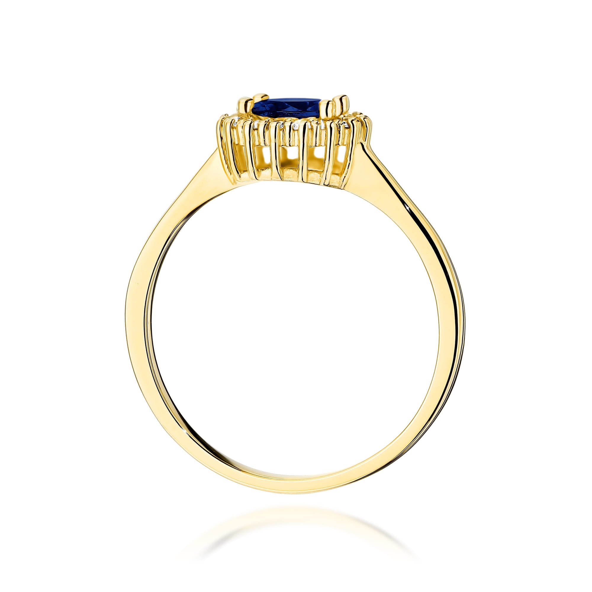 Inel Aur 9K cu Safir 0.50 ct si Diamante Naturale 0.14 ct