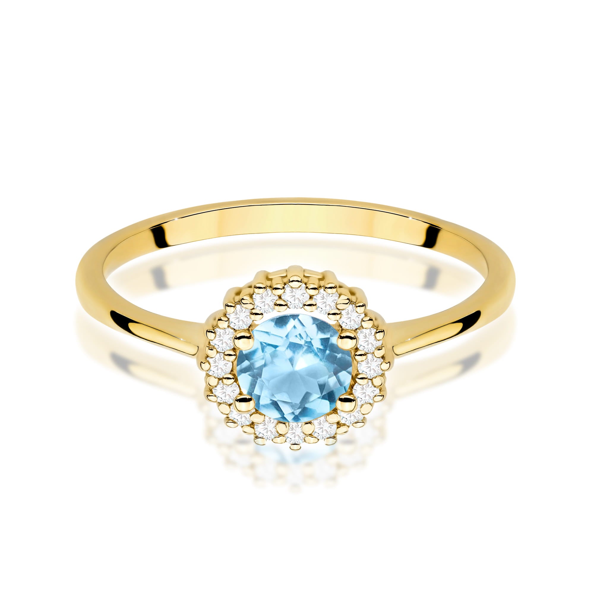 Inel Aur 9K cu Topaz Swiss 0.50 ct si Diamante Naturale 0.14 ct