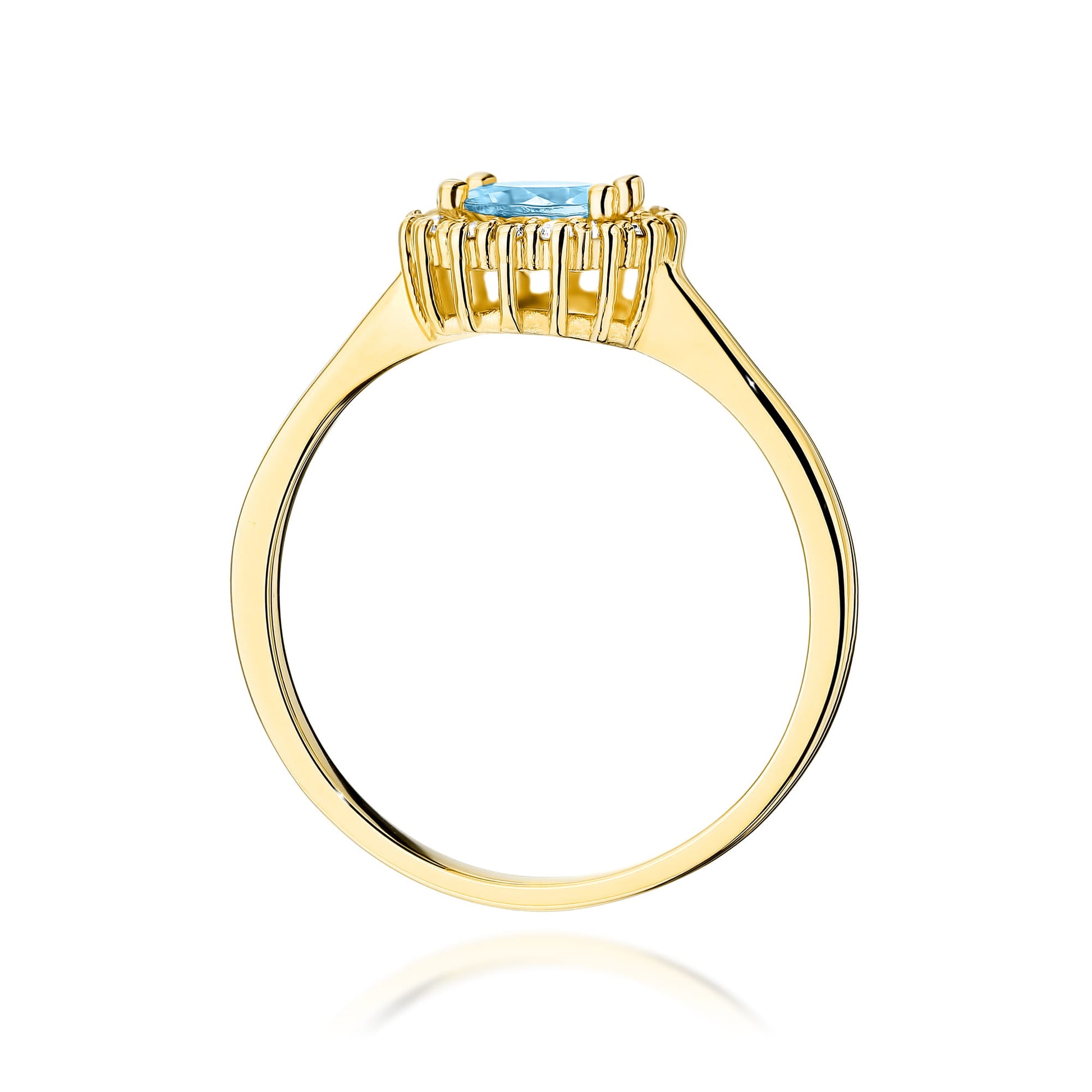 Inel Aur 9K cu Topaz Swiss 0.50 ct si Diamante Naturale 0.14 ct