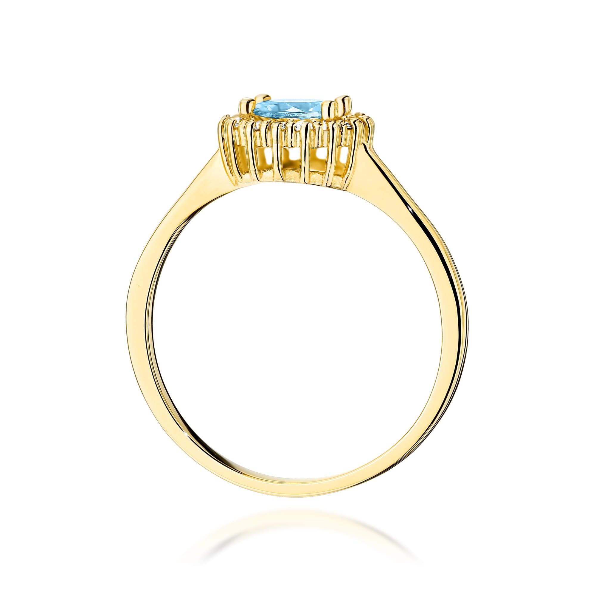 Inel Aur 9K cu Topaz Swiss 0.50 ct si Diamante Naturale 0.14 ct