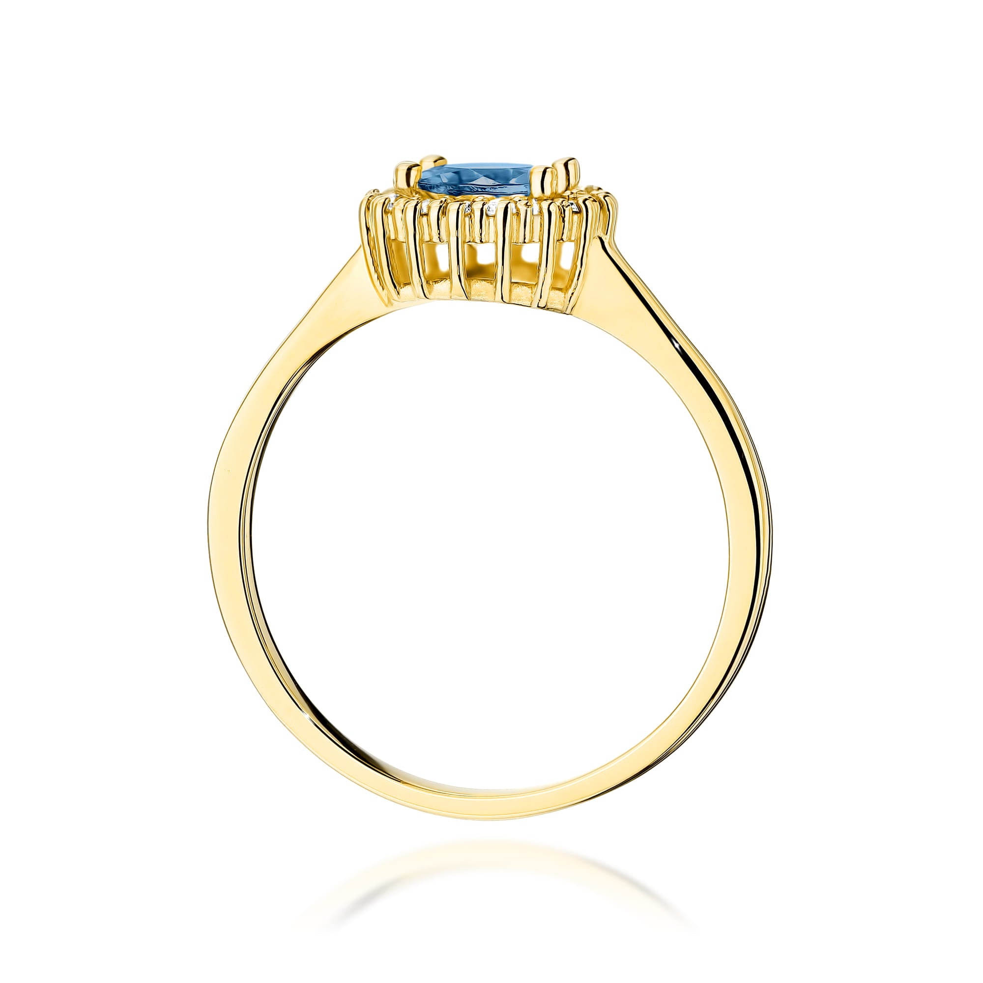 Inel Aur 9K cu Topaz London Blue 0.50 ct si Diamante Naturale 0.14 ct