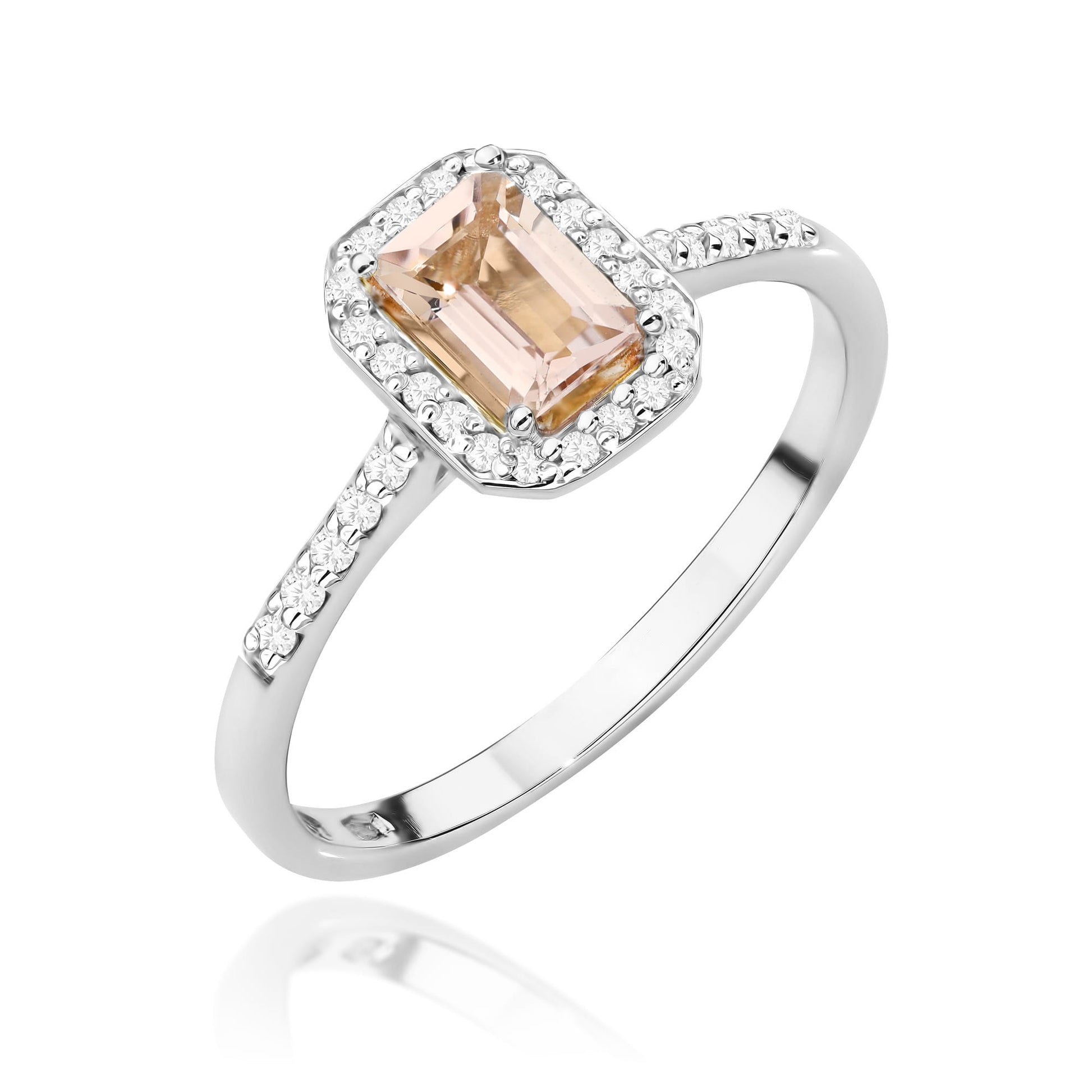 Inel Aur 9K cu Morganit 0.60 ct si Diamante Naturale 0.19 ct