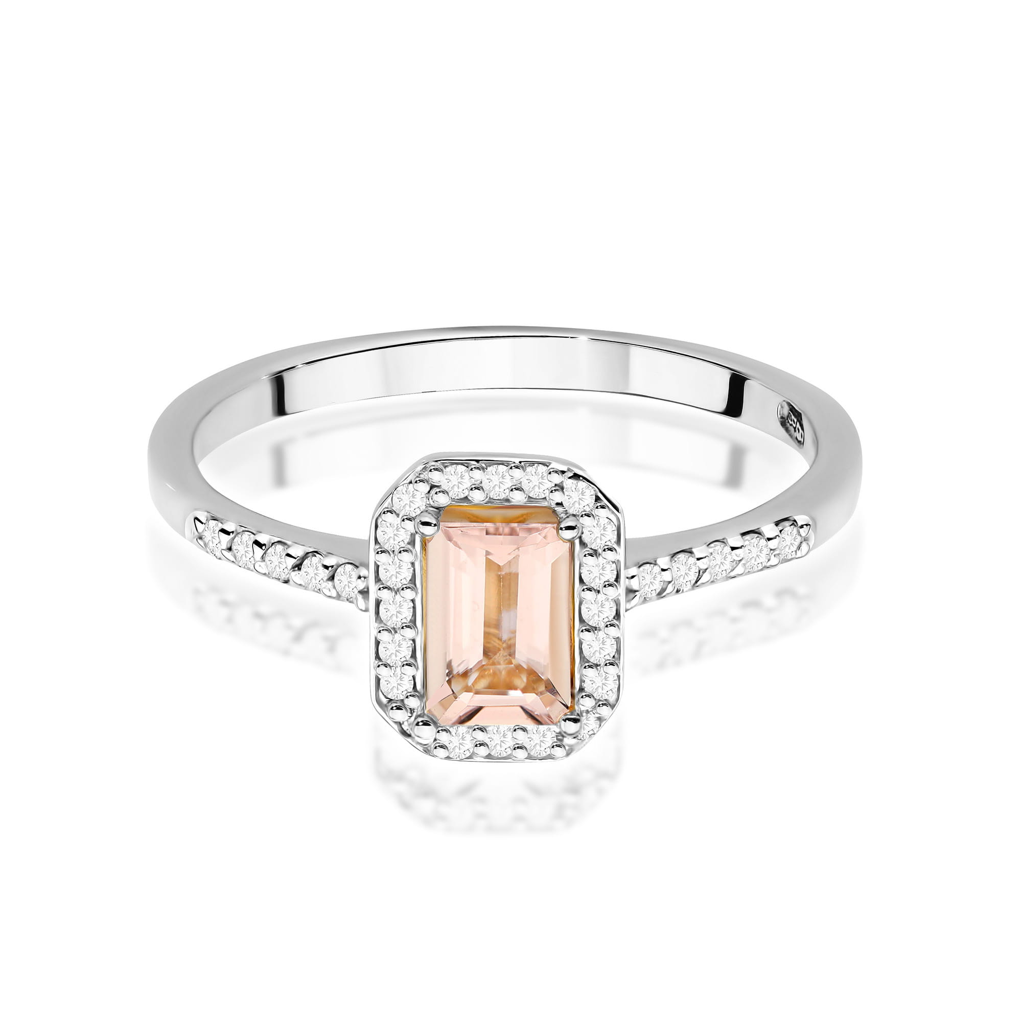 Inel Aur 9K cu Morganit 0.60 ct si Diamante Naturale 0.19 ct