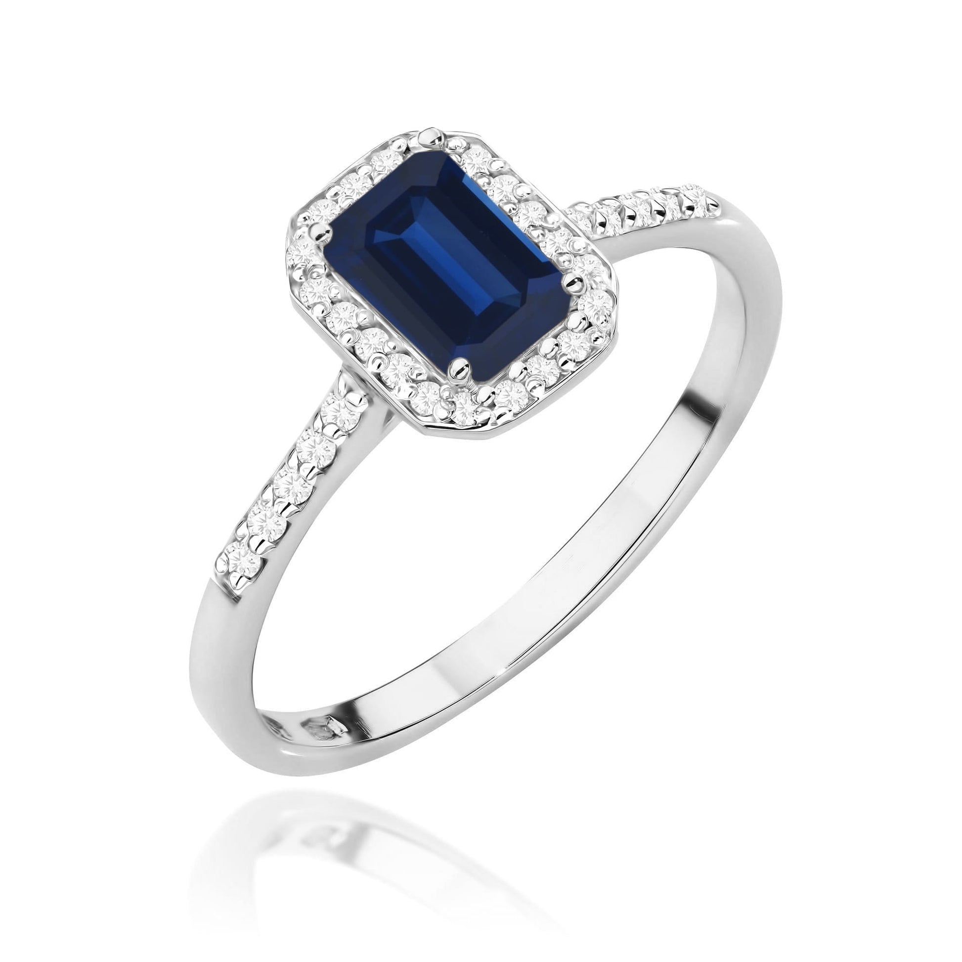 Inel Aur 9K cu Safir 0.60 ct si Diamante Naturale 0.19 ct