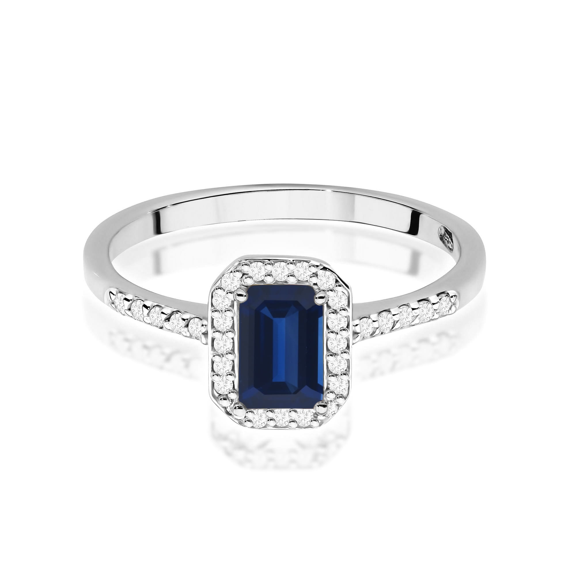 Inel Aur 9K cu Safir 0.60 ct si Diamante Naturale 0.19 ct