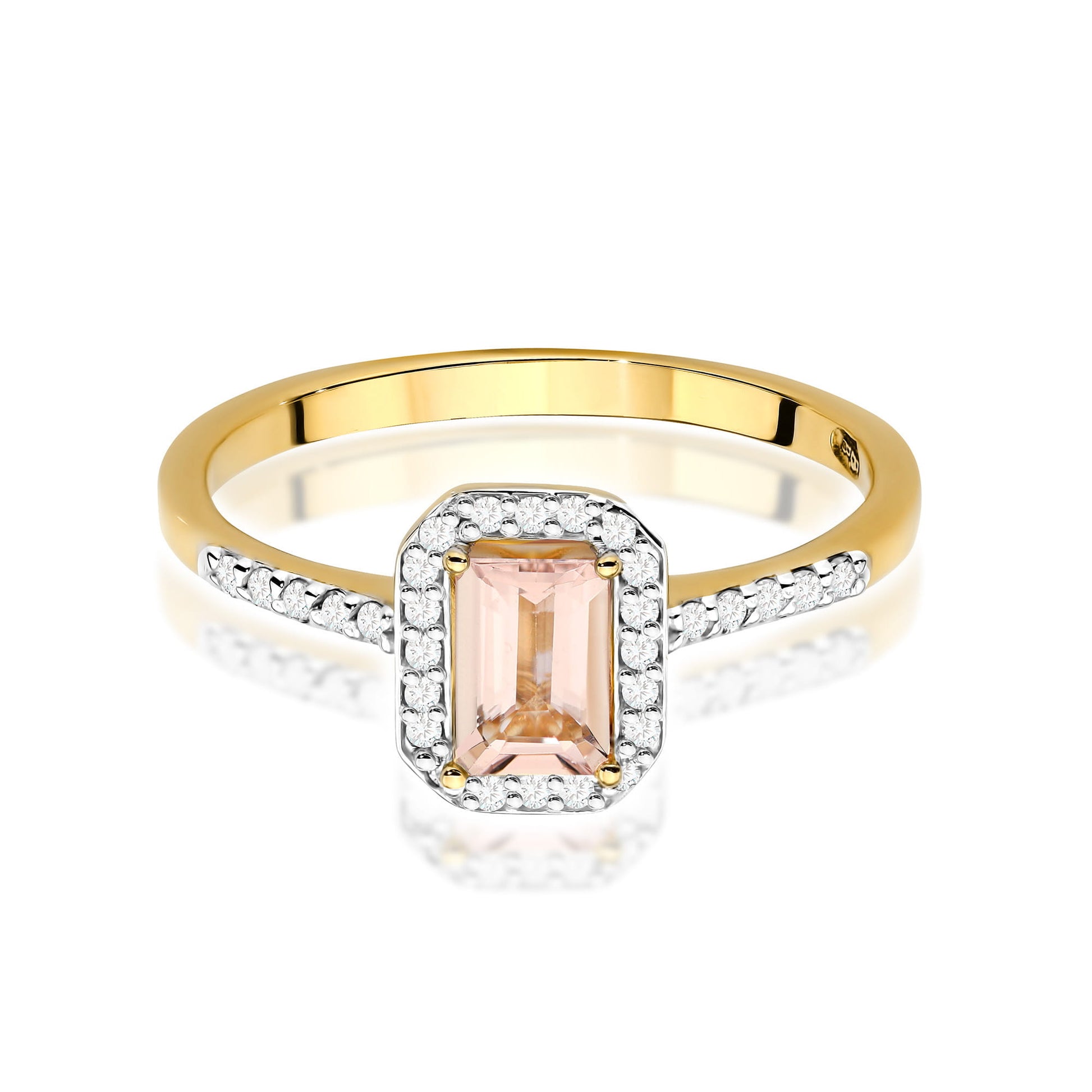 Inel Aur 9K cu Morganit 0.60 ct si Diamante Naturale 0.19 ct