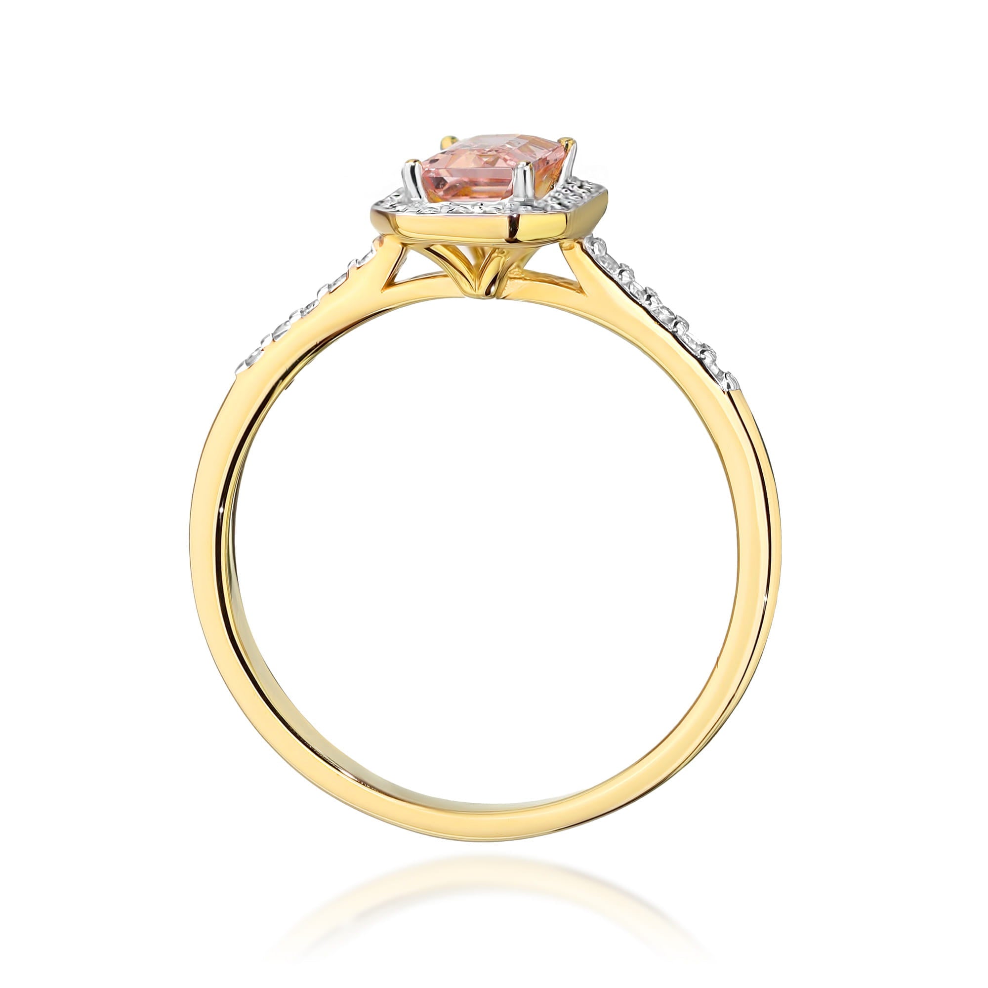 Inel Aur 9K cu Morganit 0.60 ct si Diamante Naturale 0.19 ct