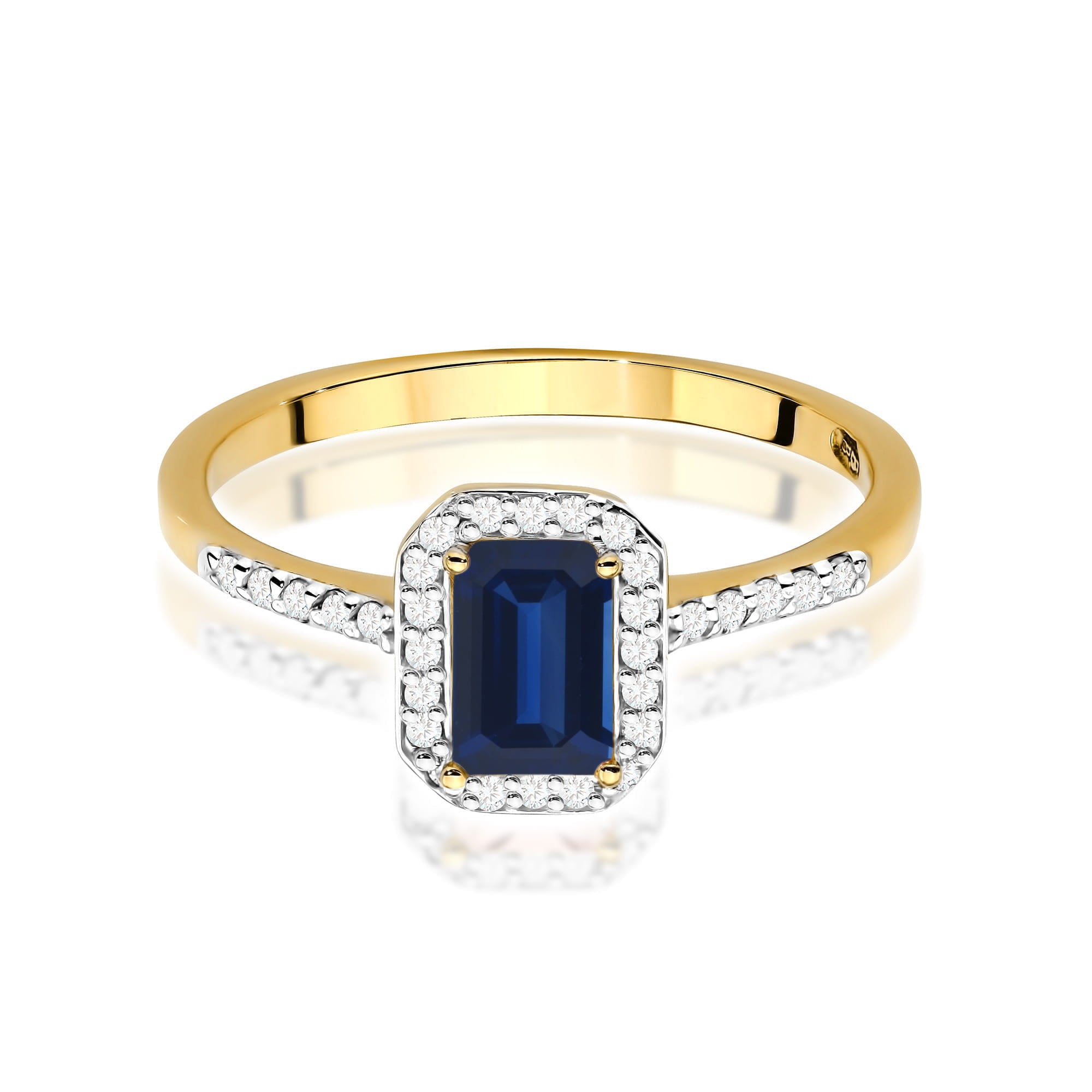 Inel Aur 9K cu Safir 0.60 ct si Diamante Naturale 0.19 ct