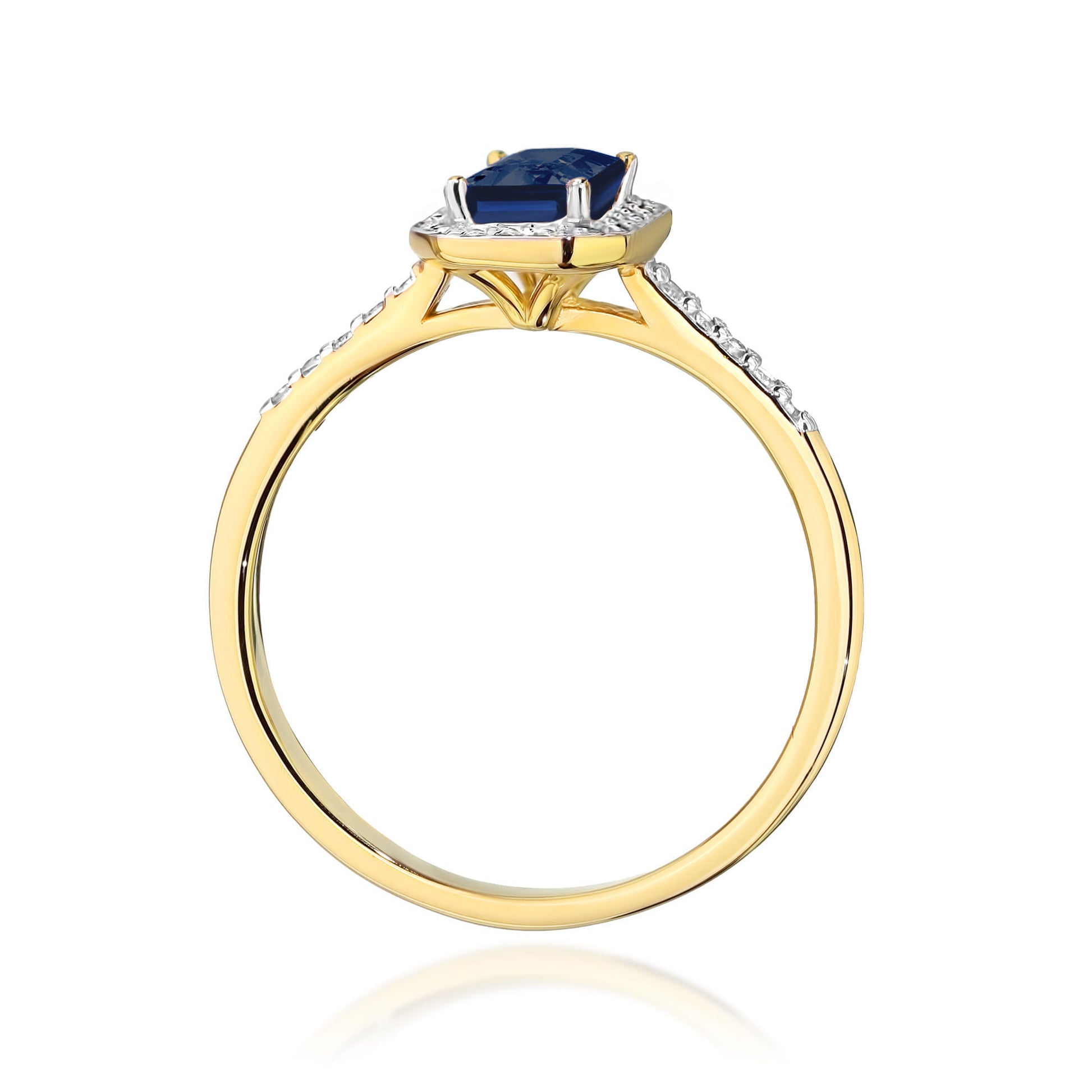 Inel Aur 9K cu Safir 0.60 ct si Diamante Naturale 0.19 ct