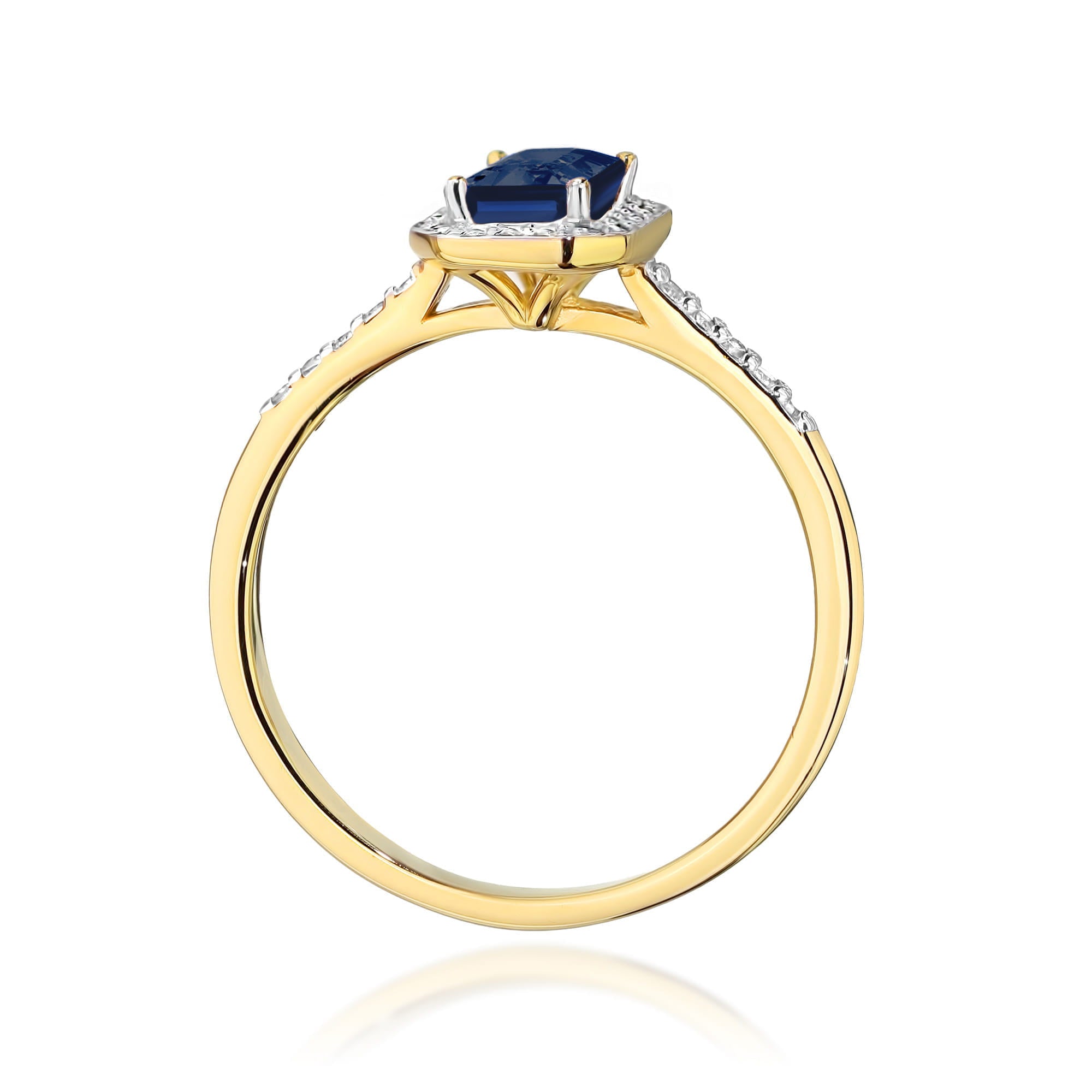 Inel Aur 9K cu Safir 0.60 ct si Diamante Naturale 0.19 ct