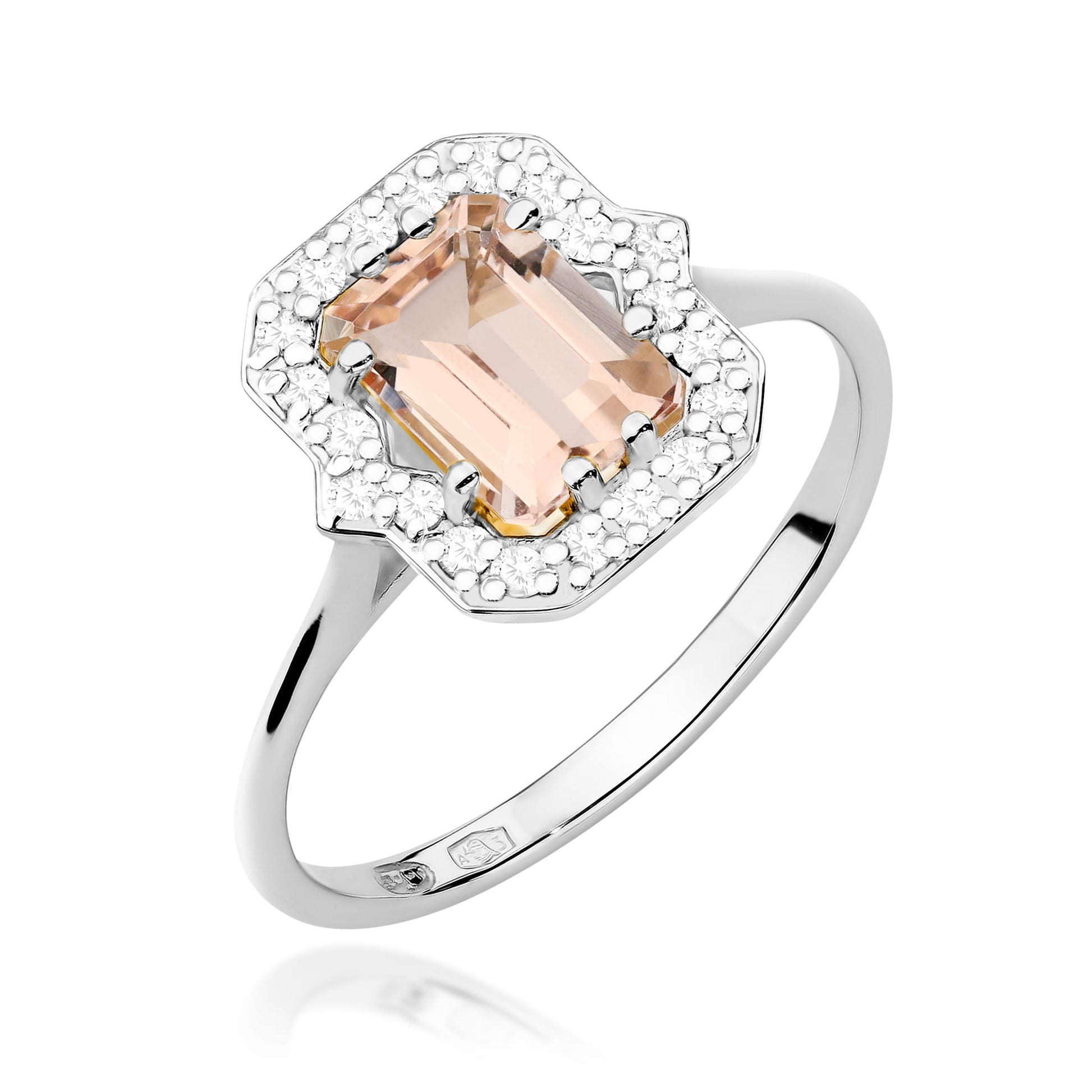 Inel Aur 9K cu Morganit 1.00 ct si Diamante Naturale 0.17 ct
