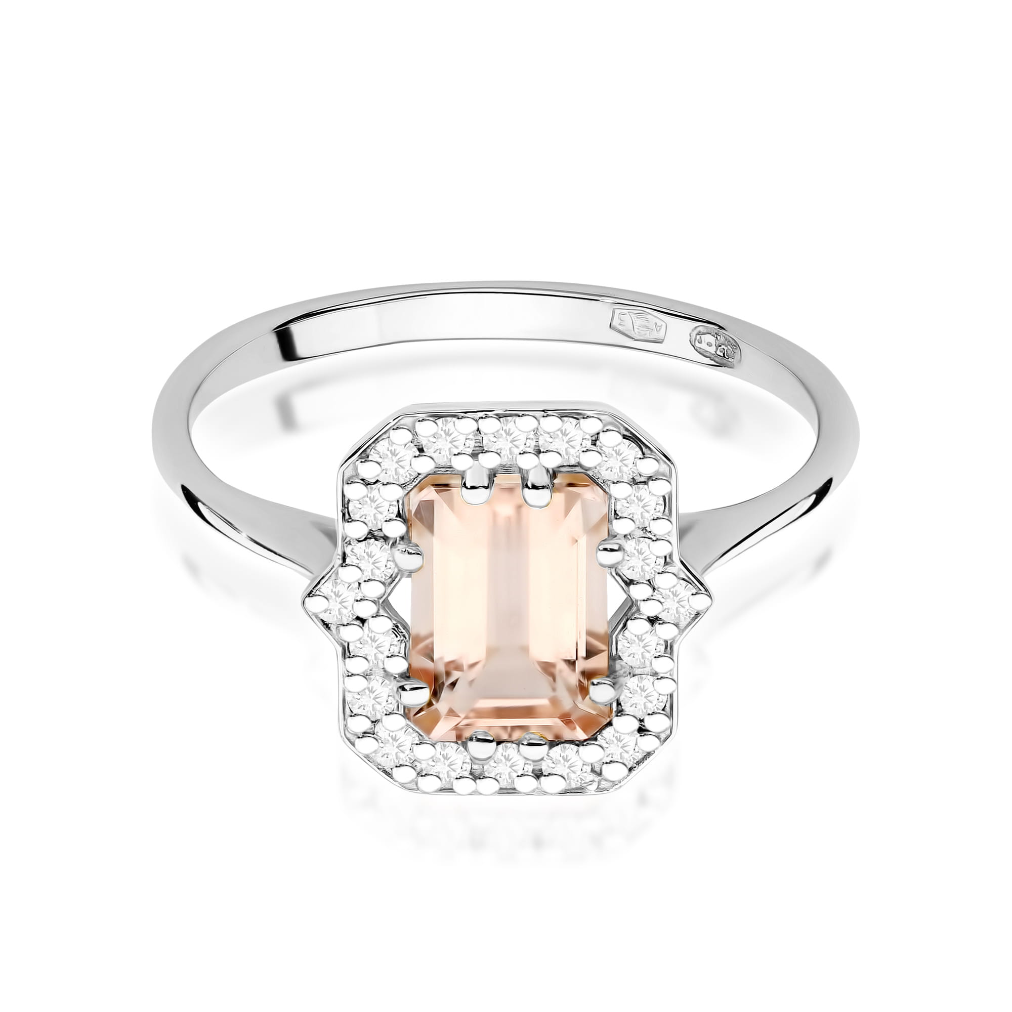 Inel Aur 9K cu Morganit 1.00 ct si Diamante Naturale 0.17 ct