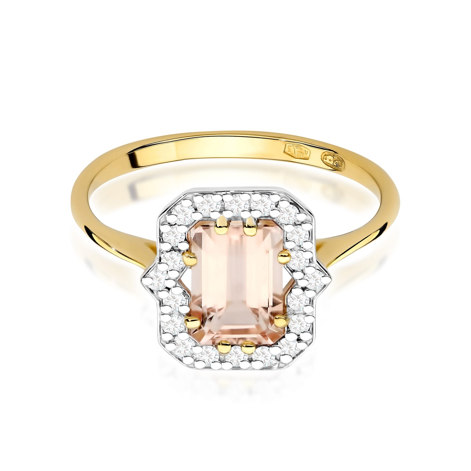 Inel Aur 9K cu Morganit 1.00 ct si Diamante Naturale 0.17 ct