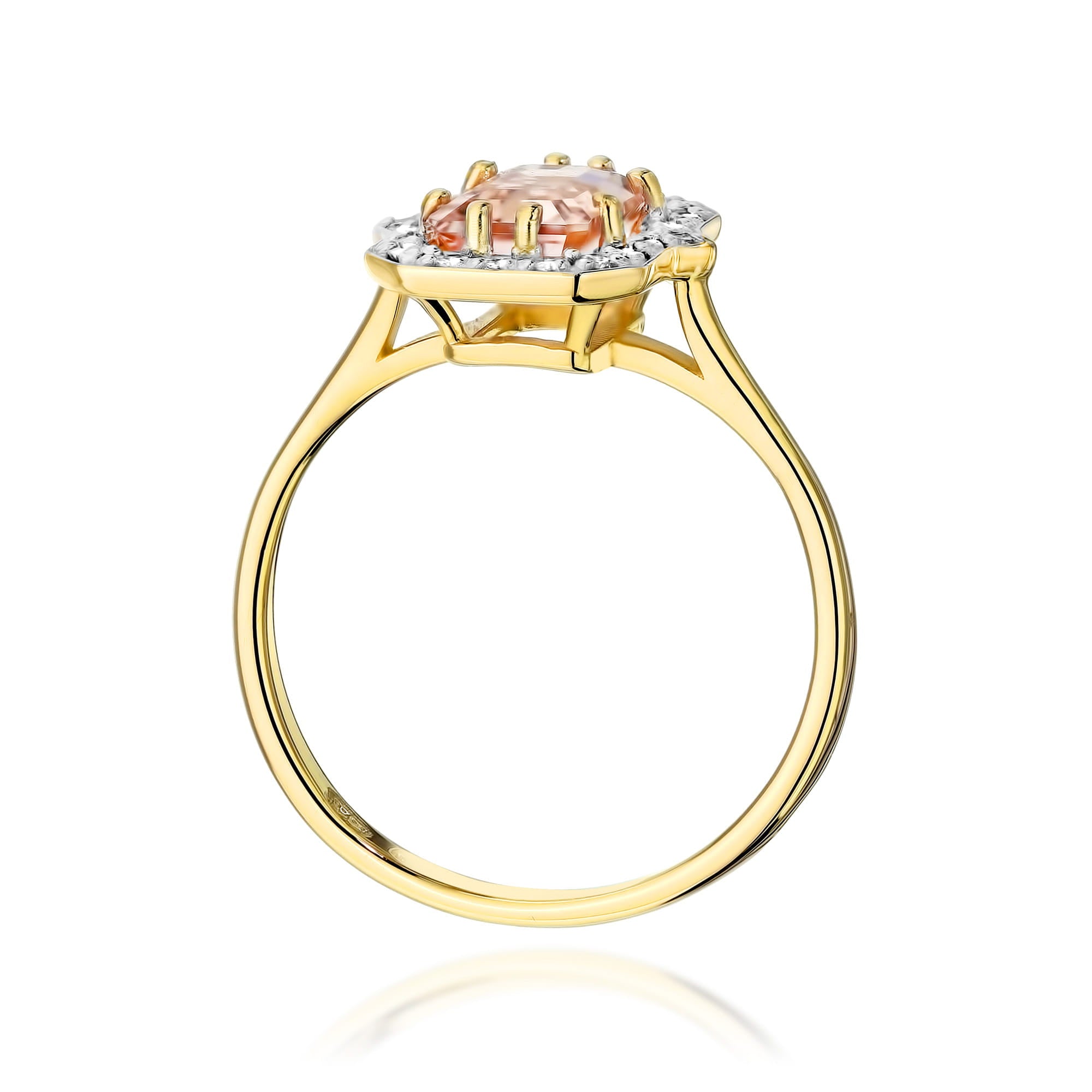 Inel Aur 9K cu Morganit 1.00 ct si Diamante Naturale 0.17 ct