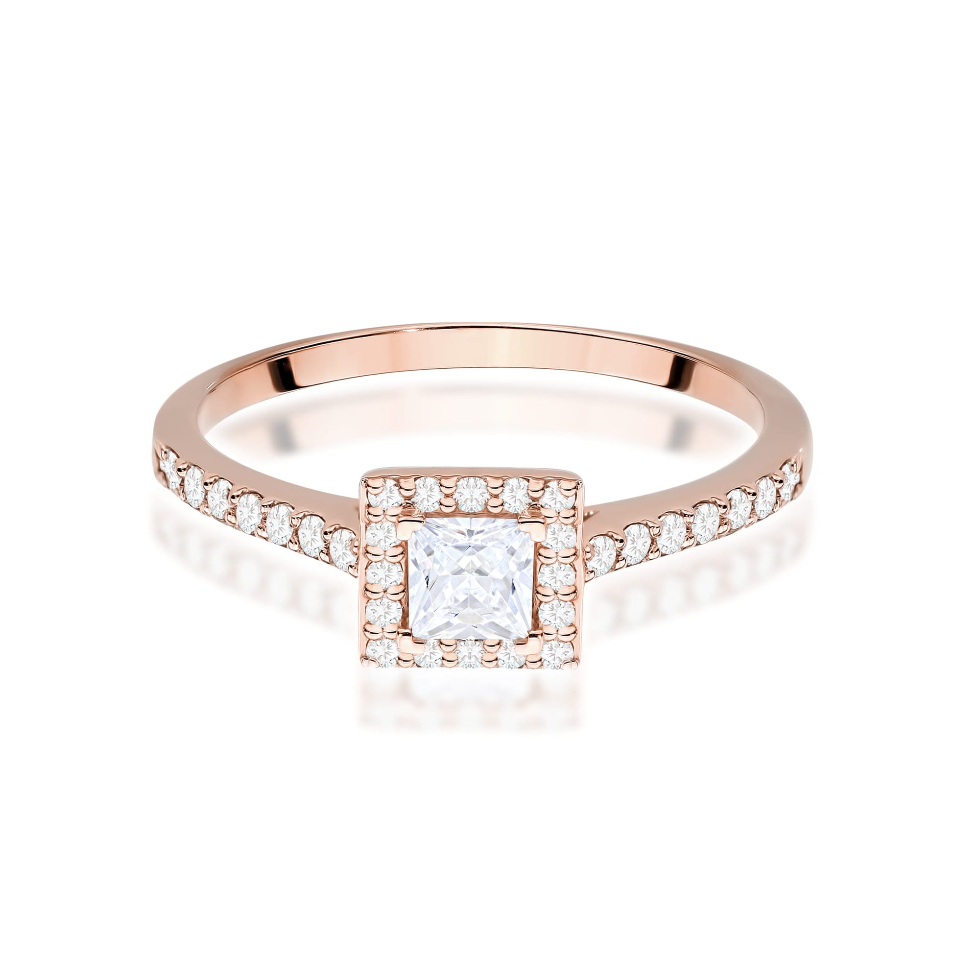 Inel Diamant Aur 14K 0,30ct Lab Grown Pătrat W0591