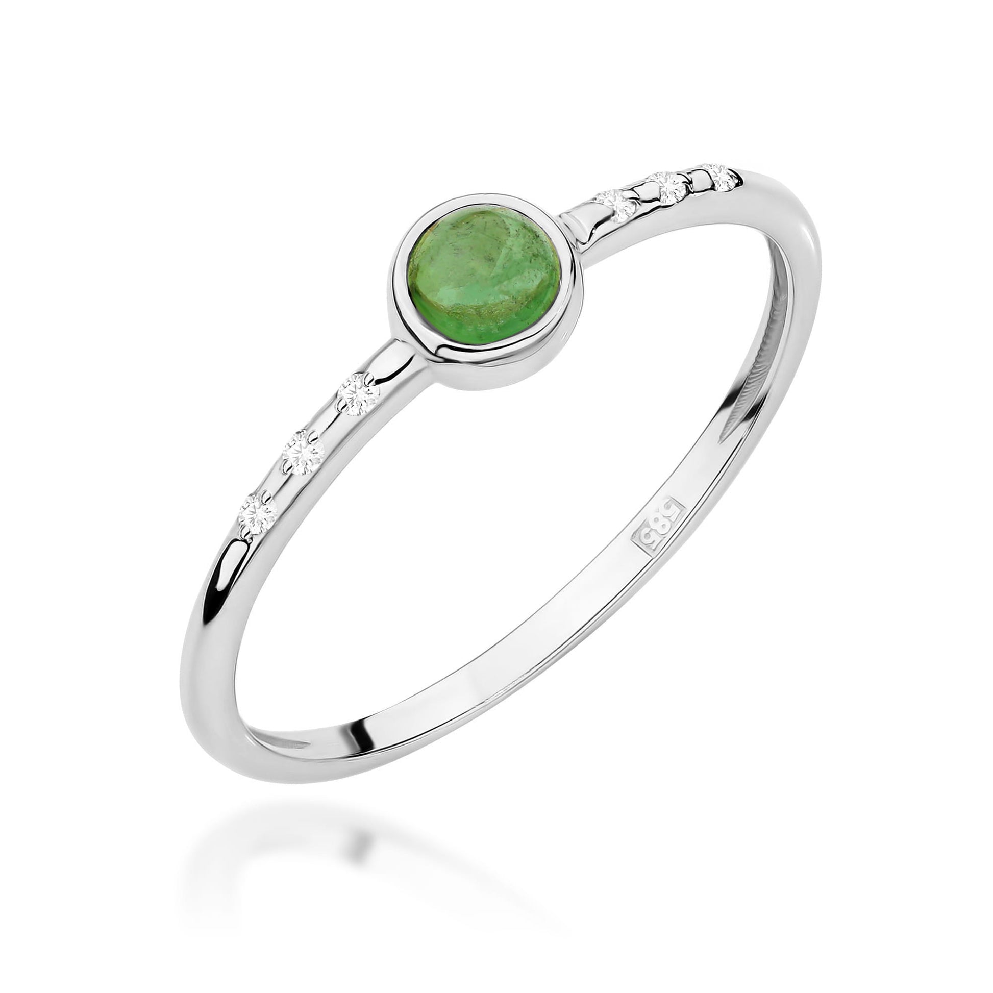 Inel Aur 9K cu Green Tourmaline 0.30 ct si Diamante Naturale 0.03 ct