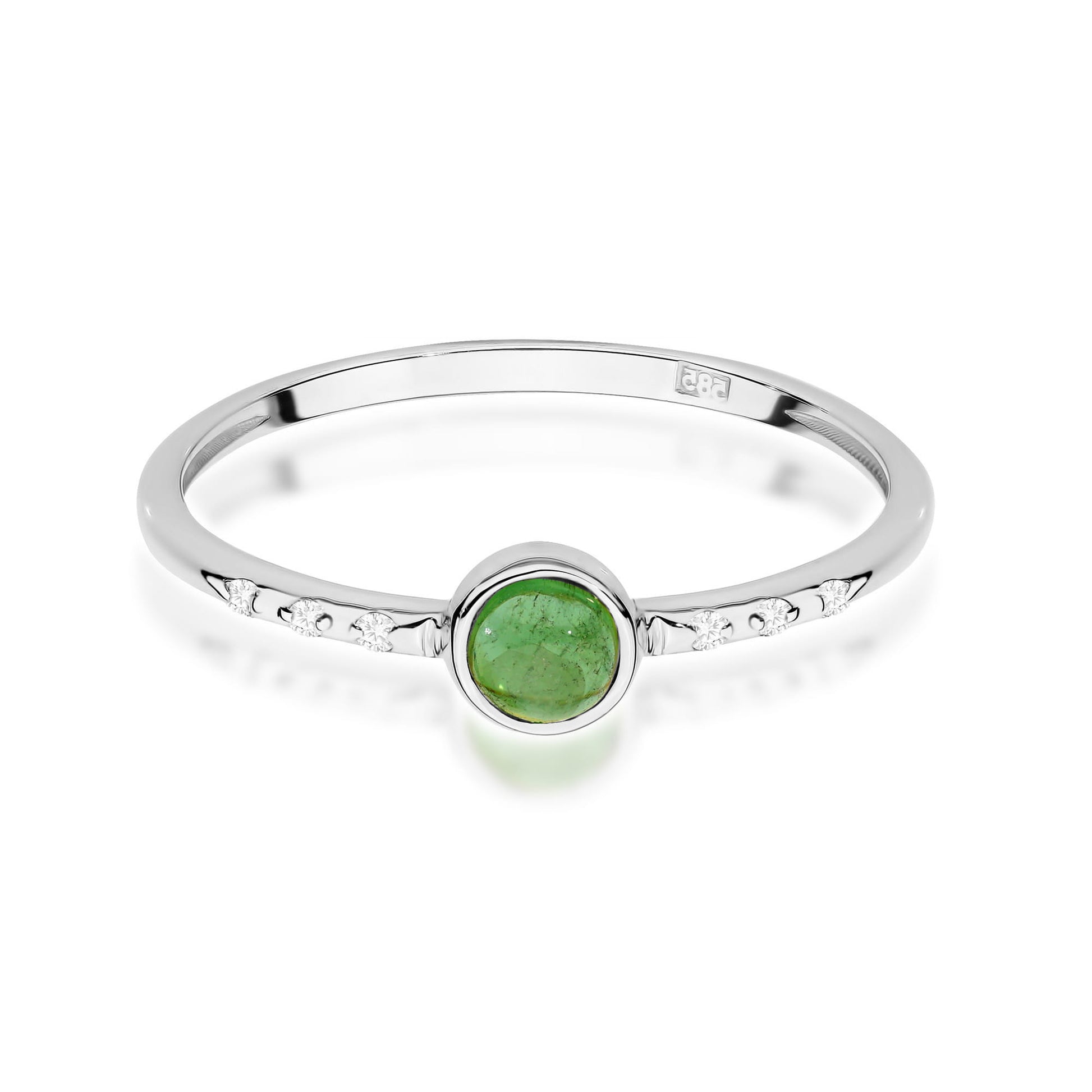 Inel Aur 9K cu Green Tourmaline 0.30 ct si Diamante Naturale 0.03 ct