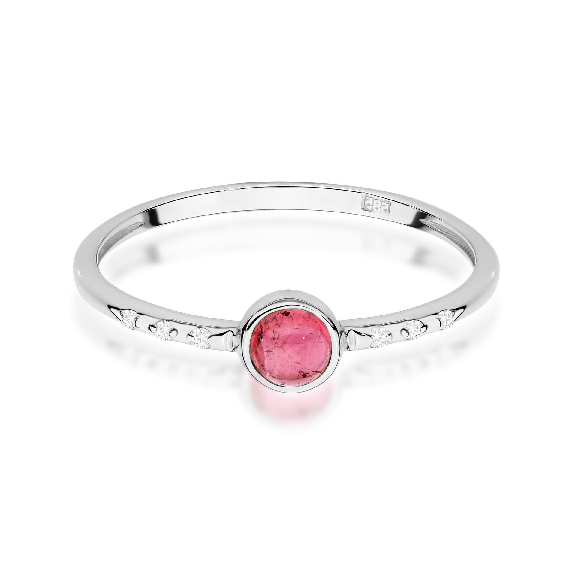 Inel Aur 9K cu Pink Tourmaline 0.30 ct si Diamante Naturale 0.03 ct