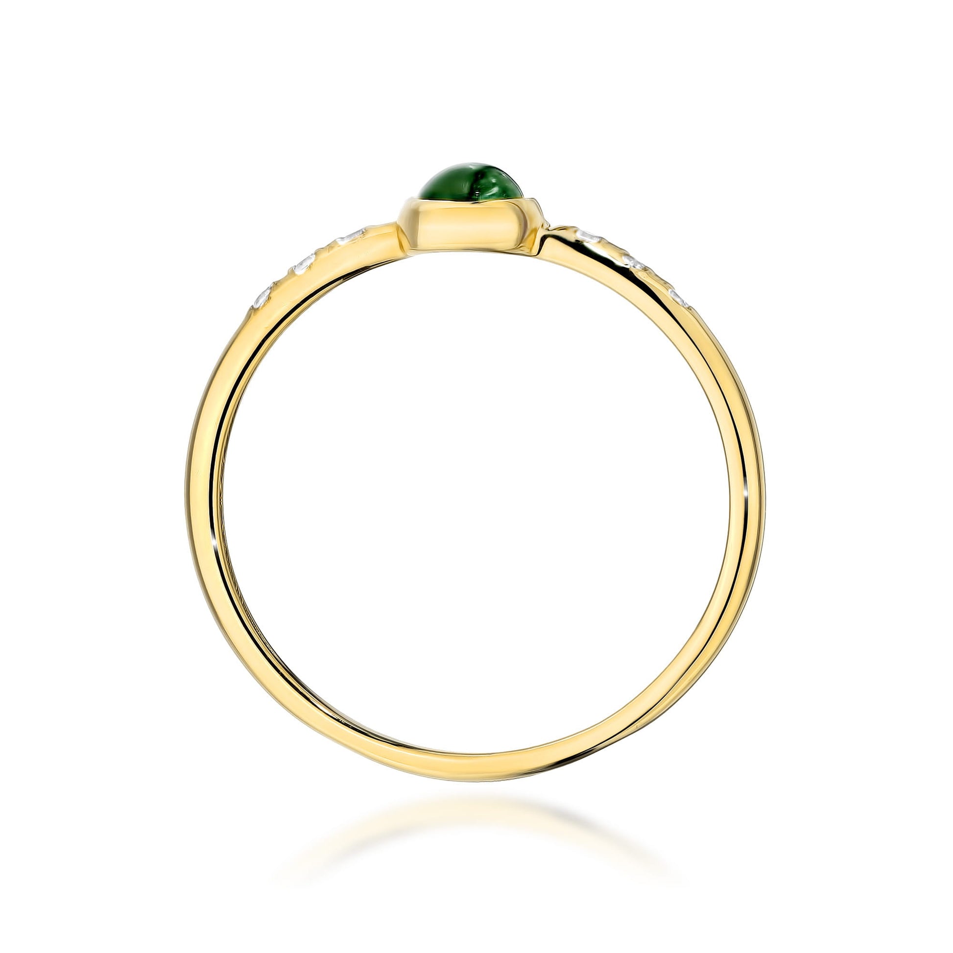 Inel Aur 9K cu Green Tourmaline 0.30 ct si Diamante Naturale 0.03 ct