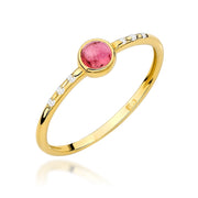 Inel Aur 9K cu Pink Tourmaline 0.30 ct si Diamante Naturale 0.03 ct