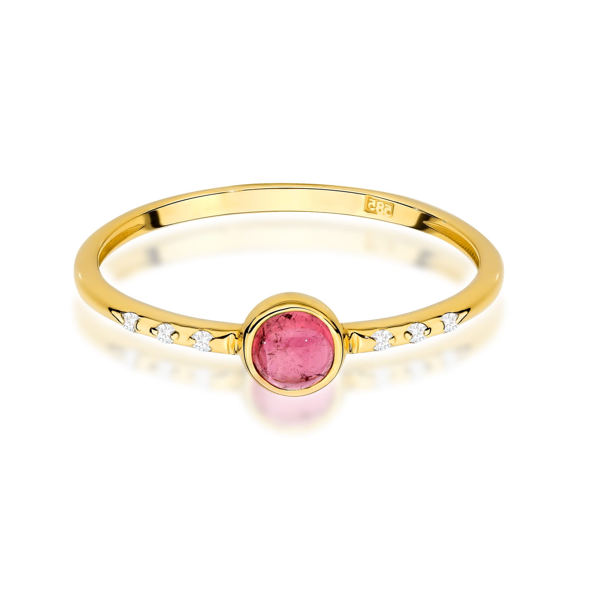 Inel Aur 9K cu Pink Tourmaline 0.30 ct si Diamante Naturale 0.03 ct