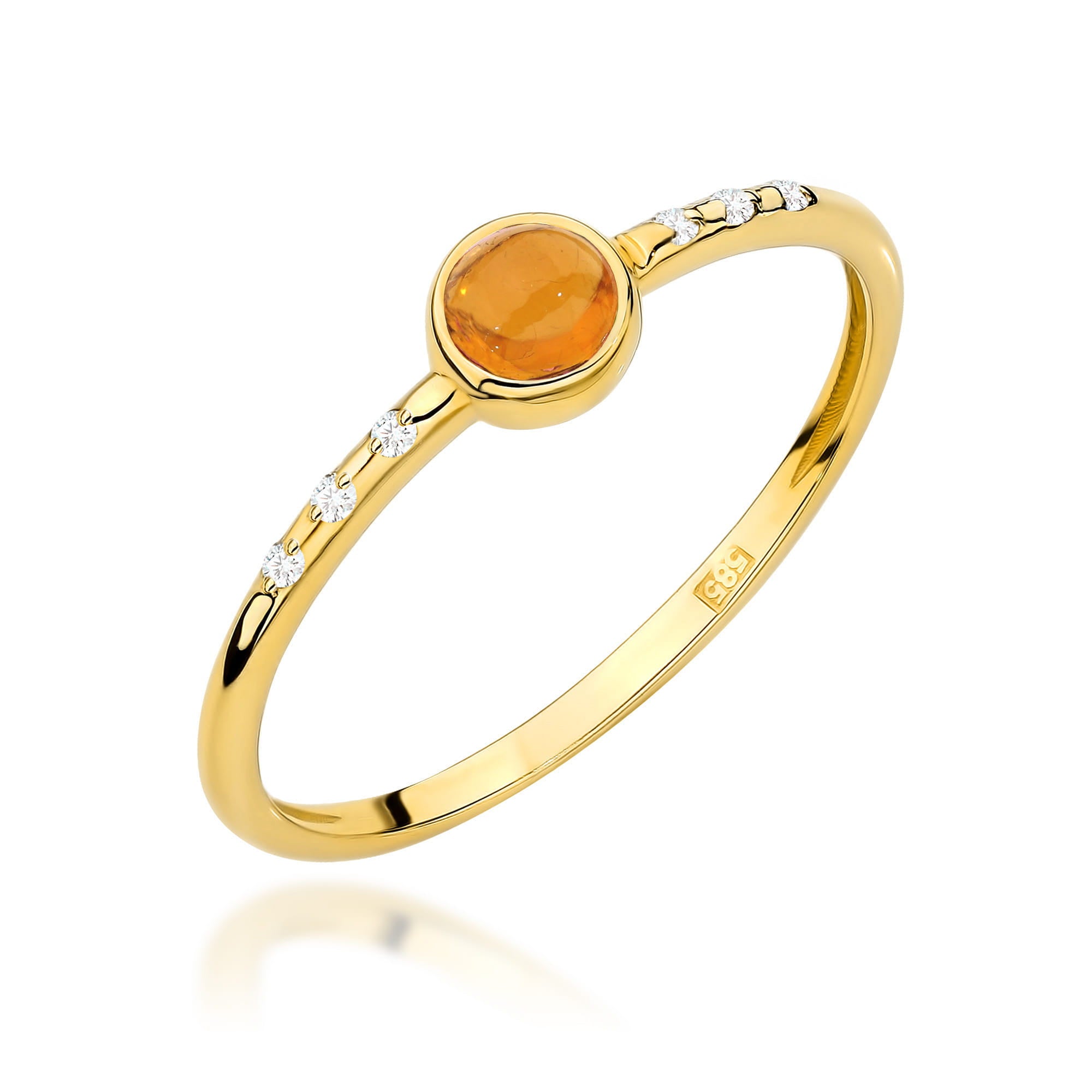 Inel Aur 9K cu Yellow Tourmaline 0.30 ct si Diamante Naturale 0.03 ct