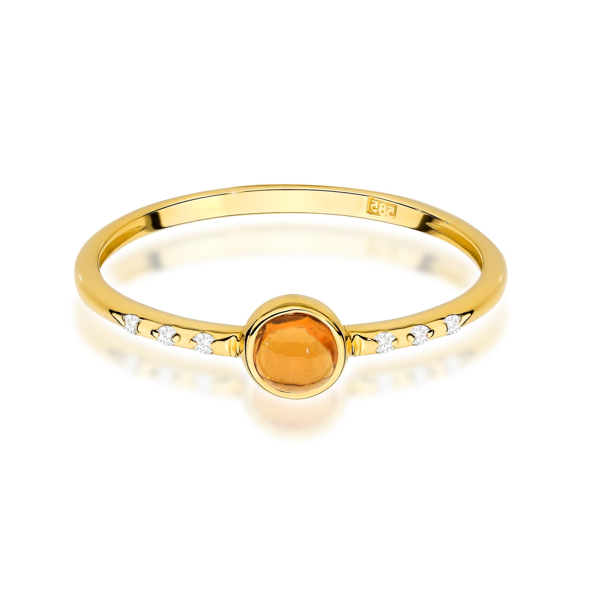 Inel Aur 9K cu Yellow Tourmaline 0.30 ct si Diamante Naturale 0.03 ct