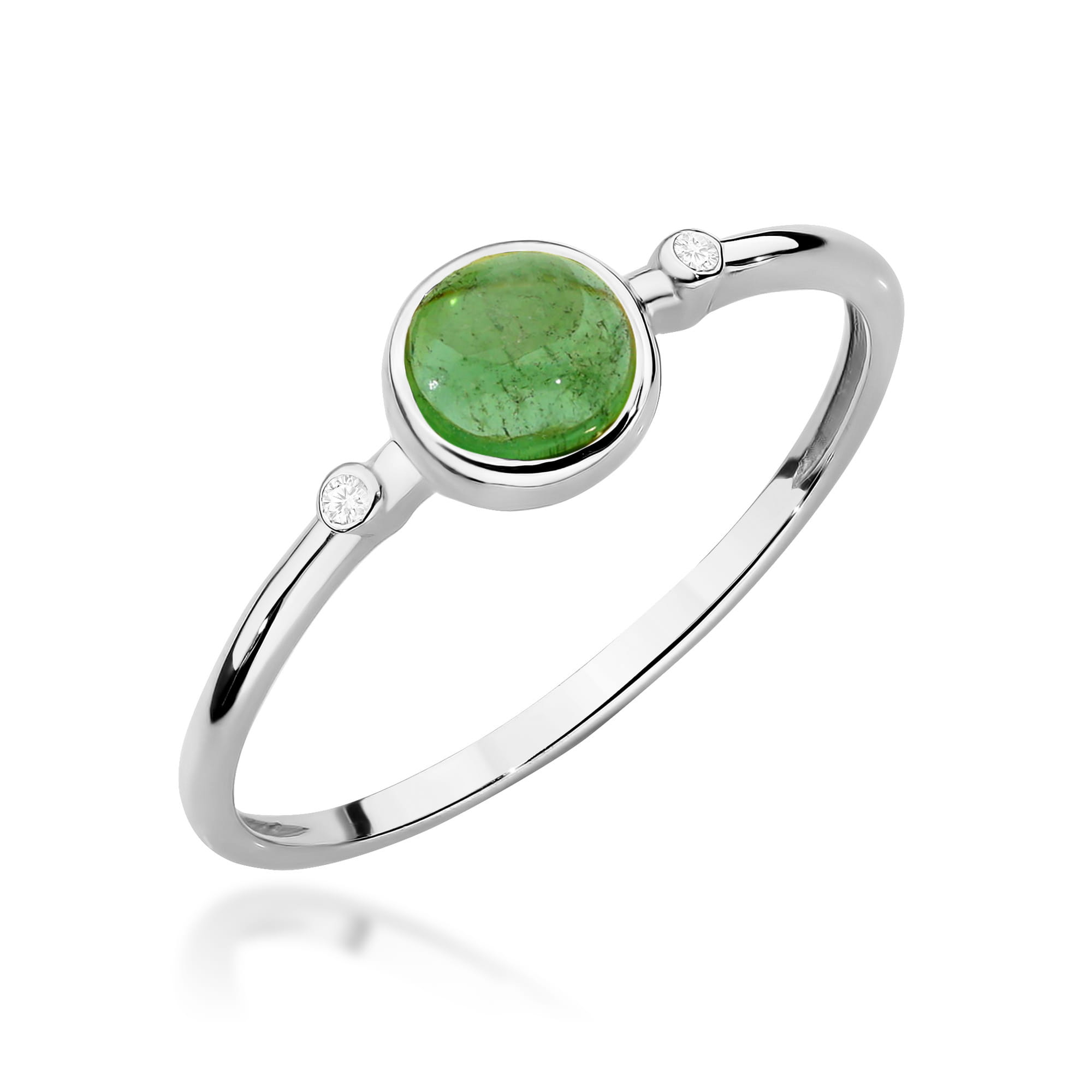 Inel Aur 9K cu Green Tourmaline 0.60 ct si Diamante Naturale 0.01 ct