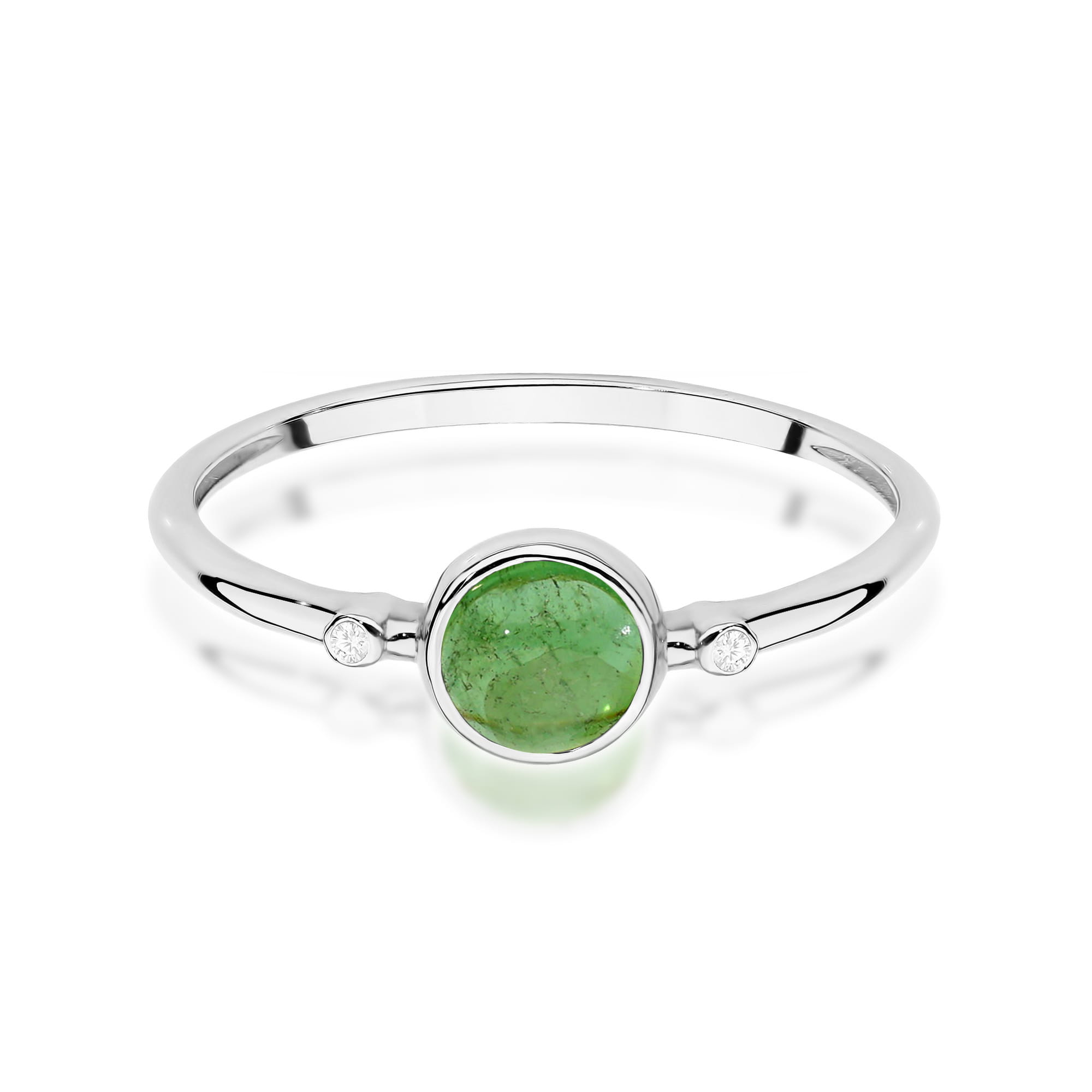 Inel Aur 9K cu Green Tourmaline 0.60 ct si Diamante Naturale 0.01 ct