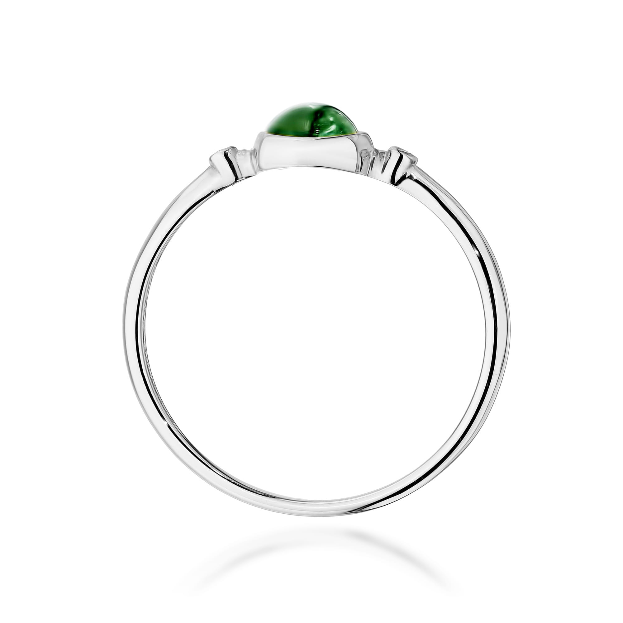 Inel Aur 9K cu Green Tourmaline 0.60 ct si Diamante Naturale 0.01 ct