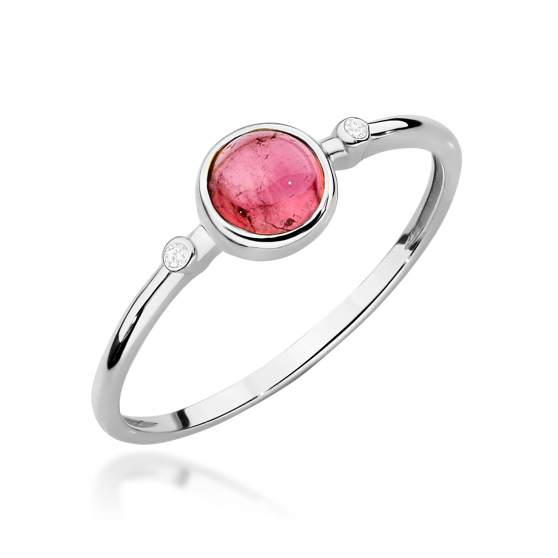 Inel Aur 9K cu Pink Tourmaline 0.60 ct si Diamante Naturale 0.01 ct