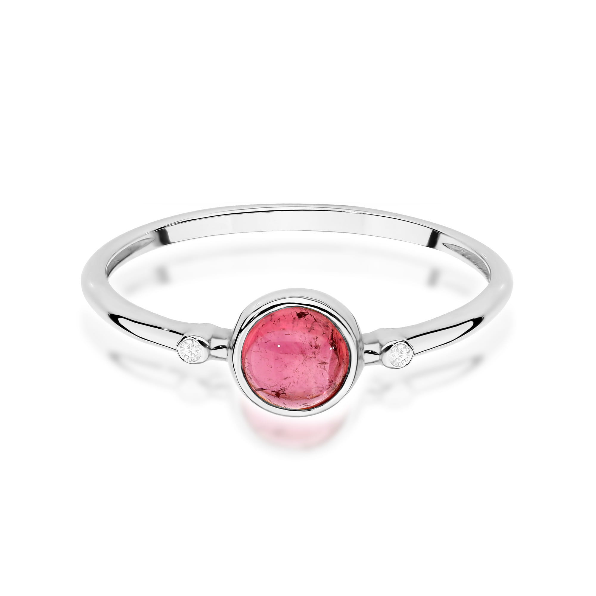 Inel Aur 9K cu Pink Tourmaline 0.60 ct si Diamante Naturale 0.01 ct