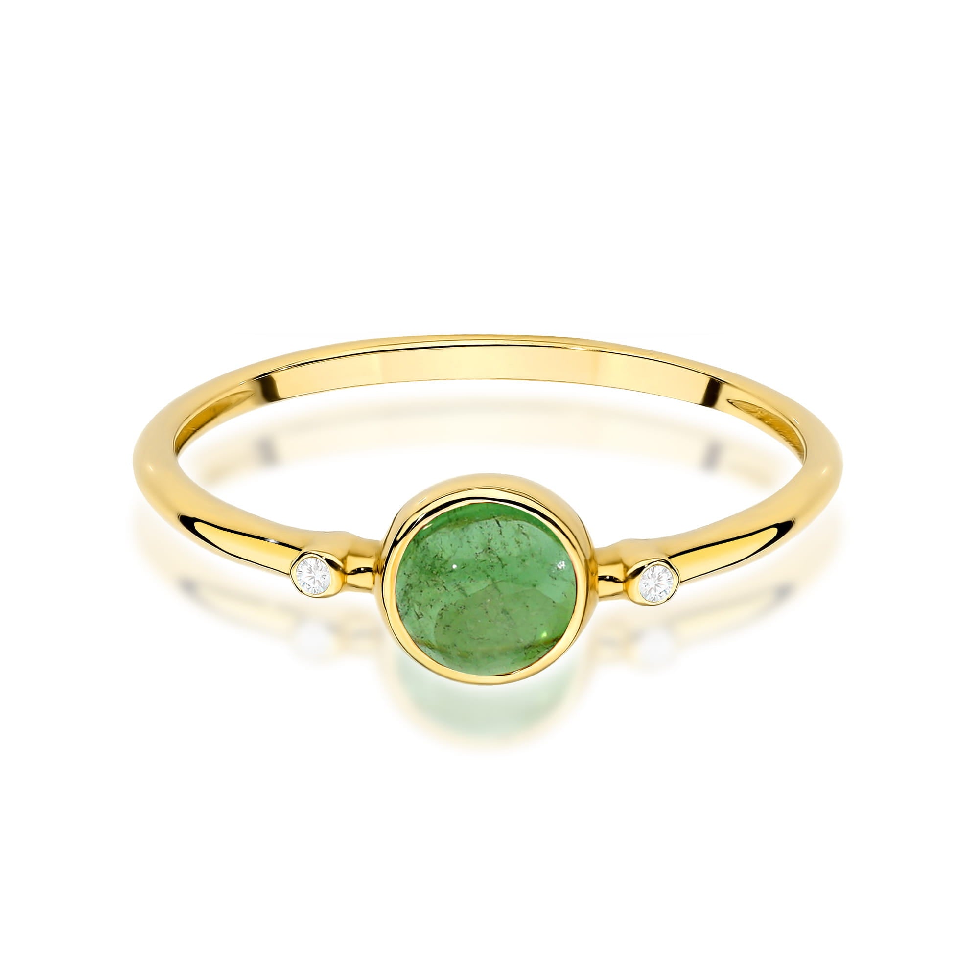 Inel Aur 9K cu Green Tourmaline 0.60 ct si Diamante Naturale 0.01 ct