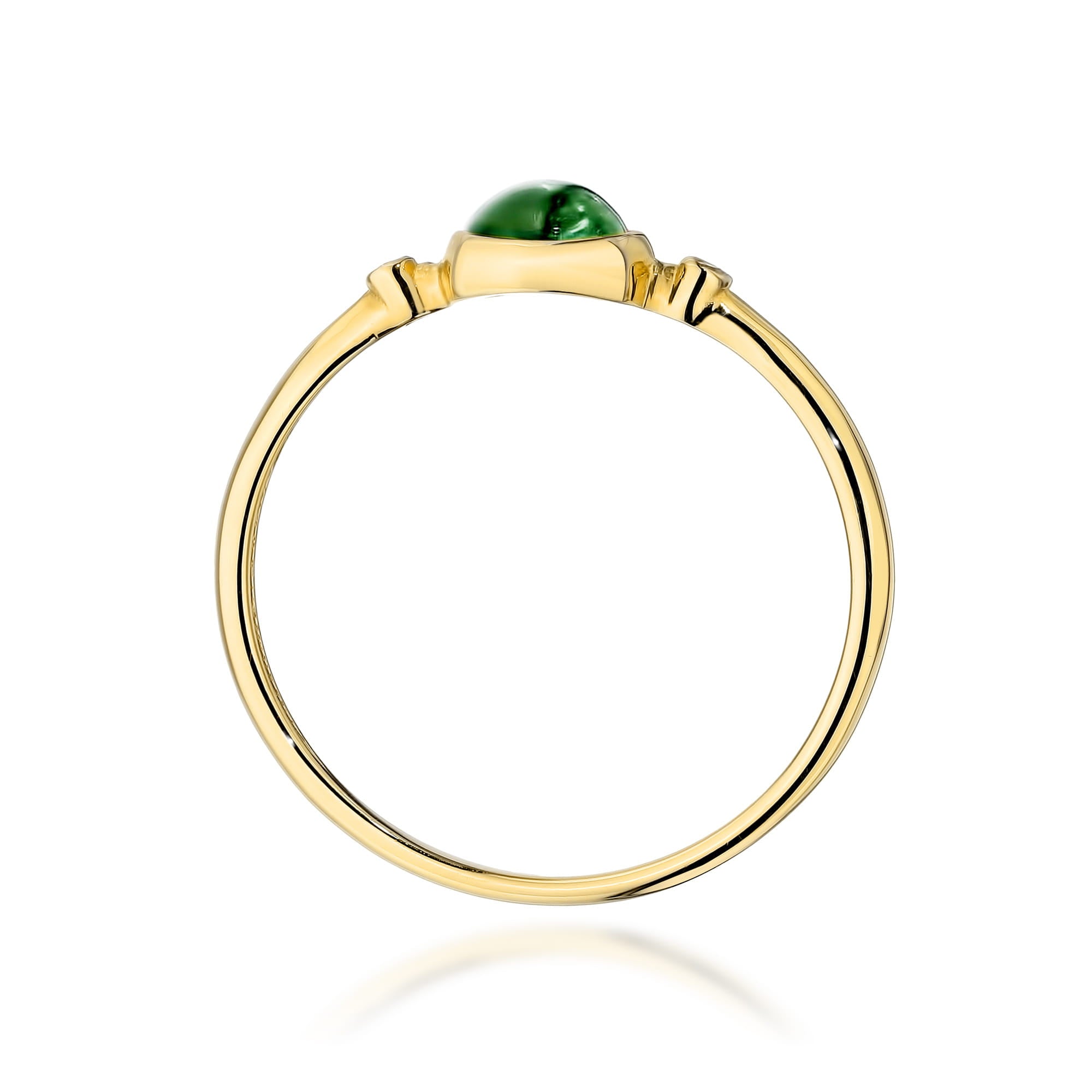 Inel Aur 9K cu Green Tourmaline 0.60 ct si Diamante Naturale 0.01 ct