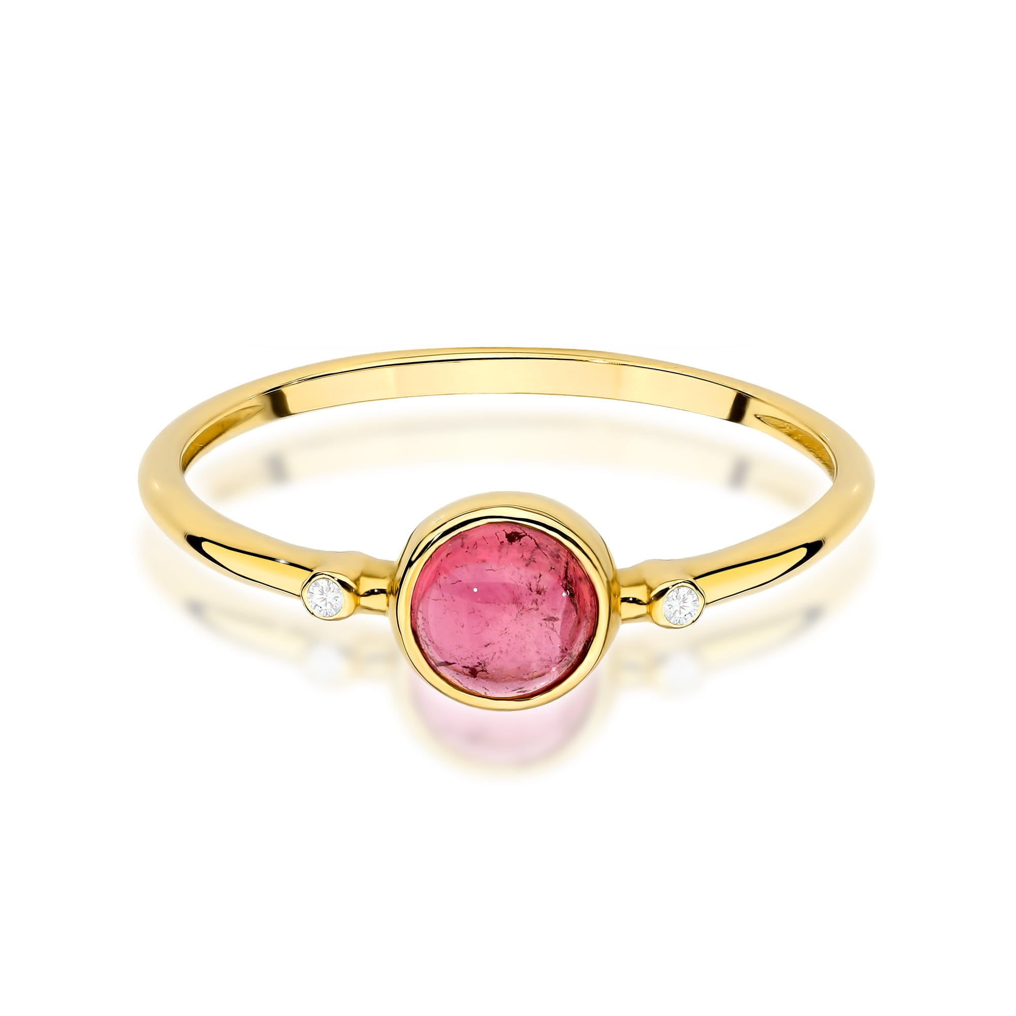 Inel Aur 9K cu Pink Tourmaline 0.60 ct si Diamante Naturale 0.01 ct