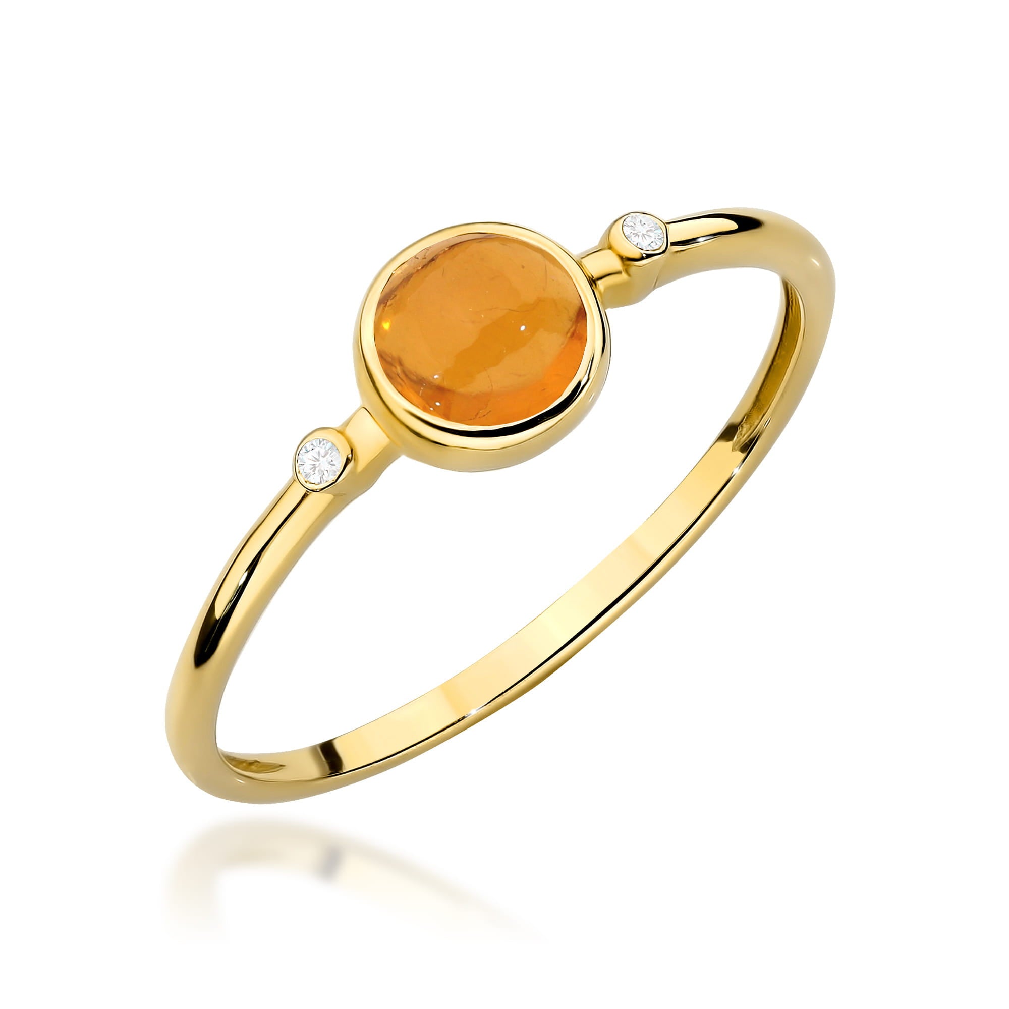 Inel Aur 9K cu Yellow Tourmaline 0.60 ct si Diamante Naturale 0.01 ct