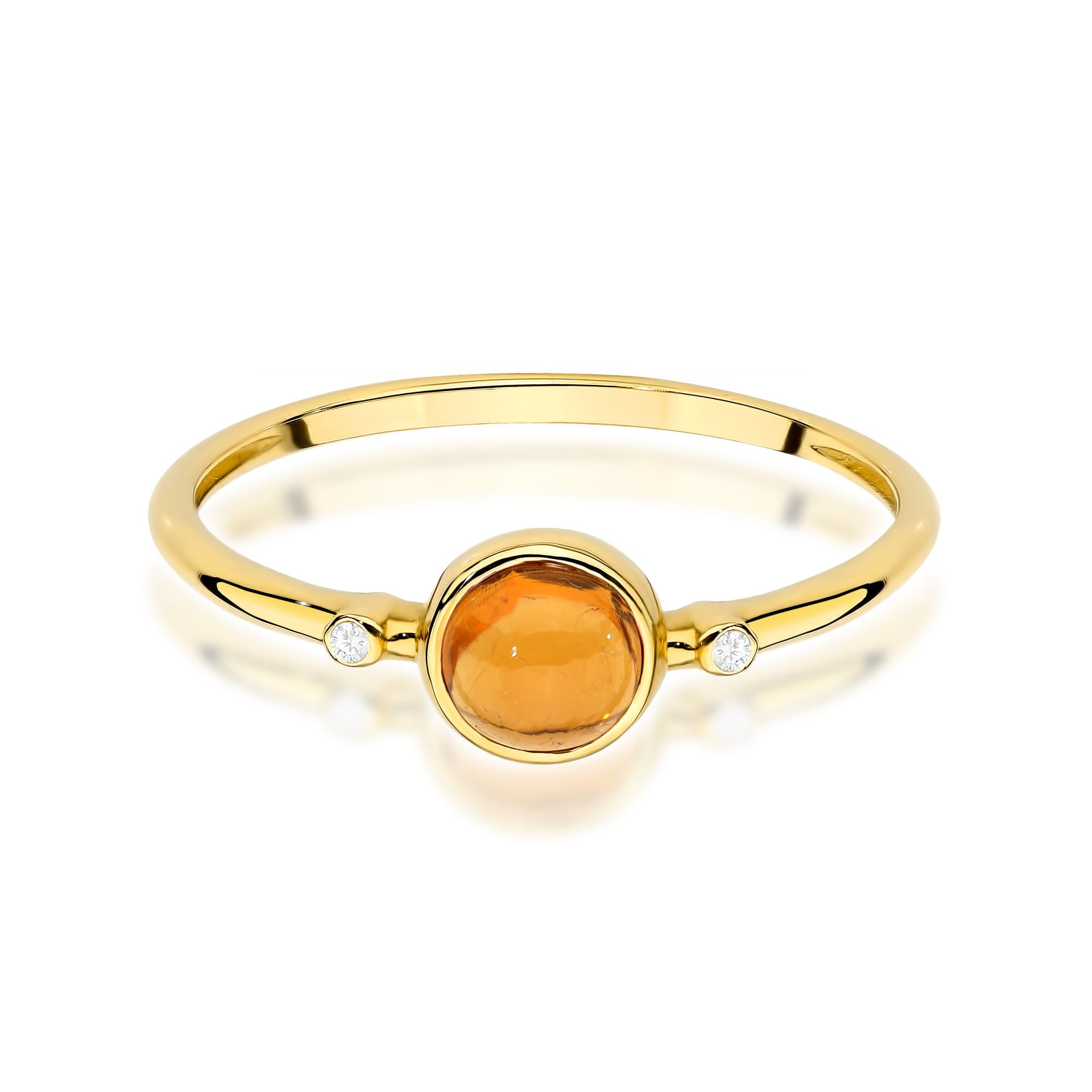 Inel Aur 9K cu Yellow Tourmaline 0.60 ct si Diamante Naturale 0.01 ct