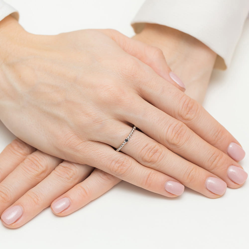 Inel Aur 14K W0601 Diamant Negru 0.02ct