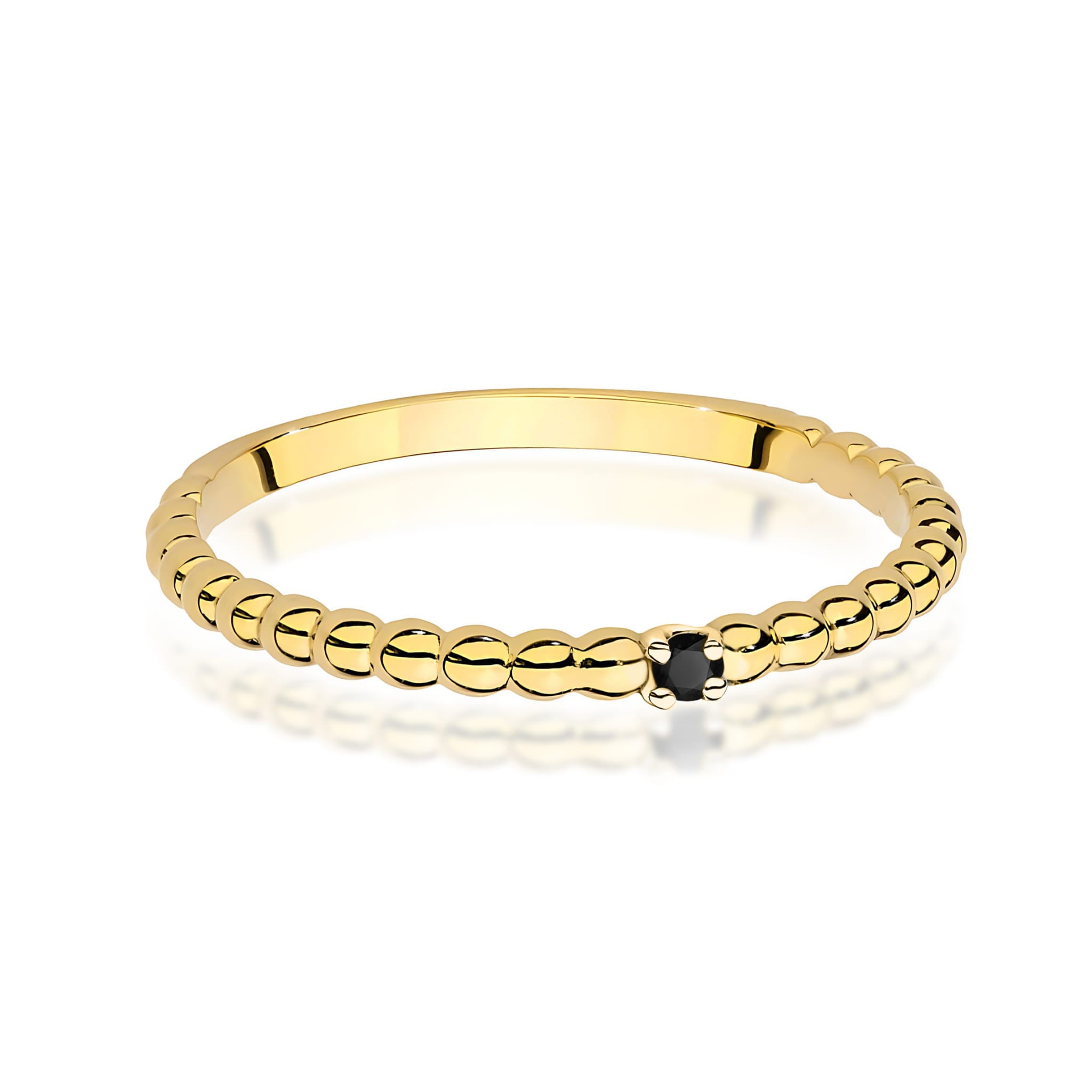 Inel Aur 9K cu Diamant Natural Negru 0.02 ct