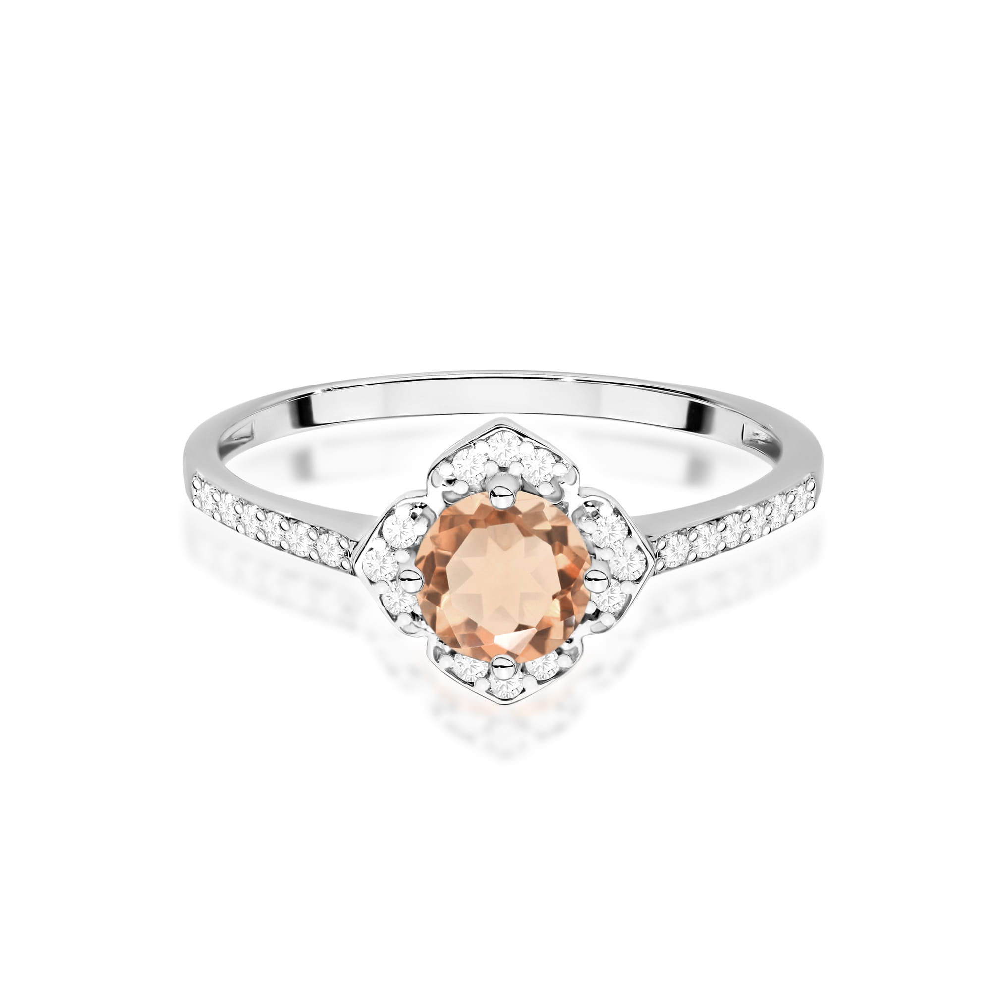 Inel Aur 14K cu Morganit 0.40 ct si Diamante Naturale 0.13 ct