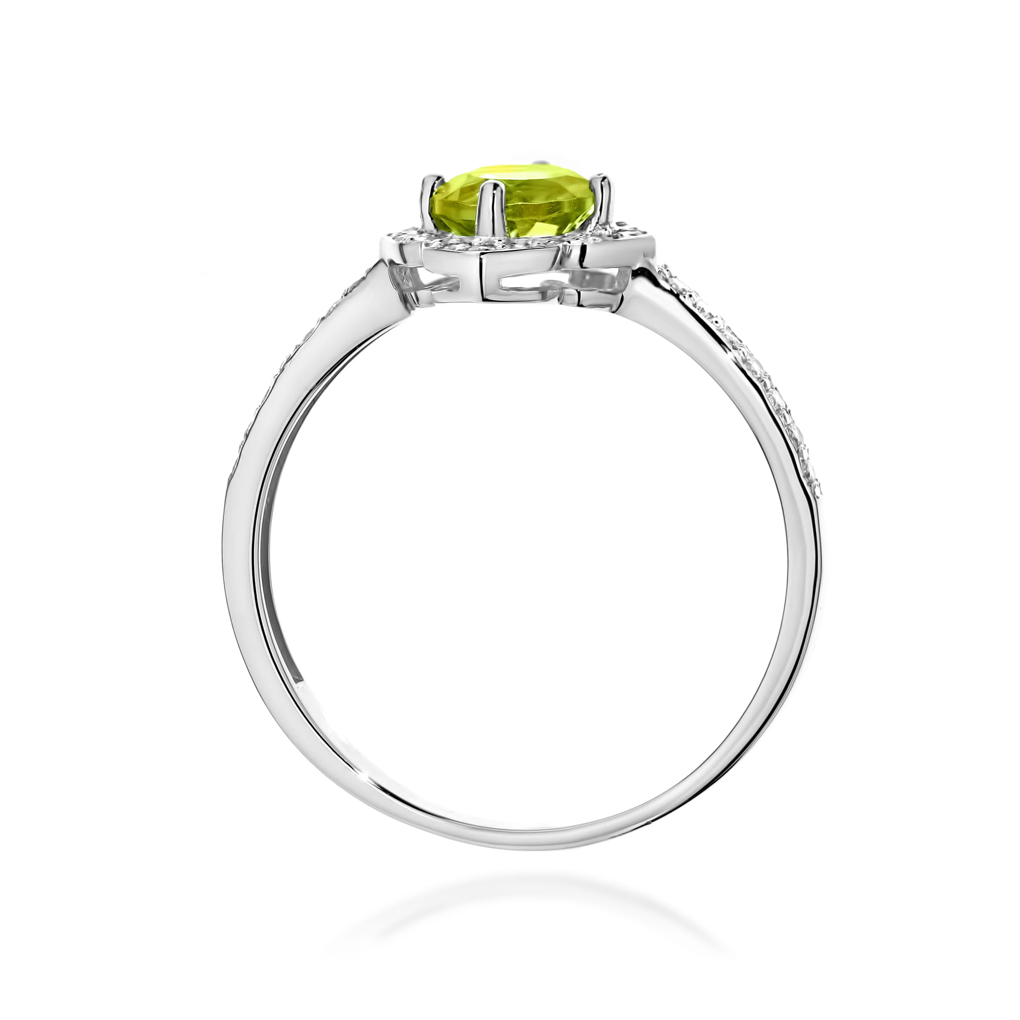 Inel Aur 14K cu Peridot 0.60 ct si Diamante Naturale 0.13 ct