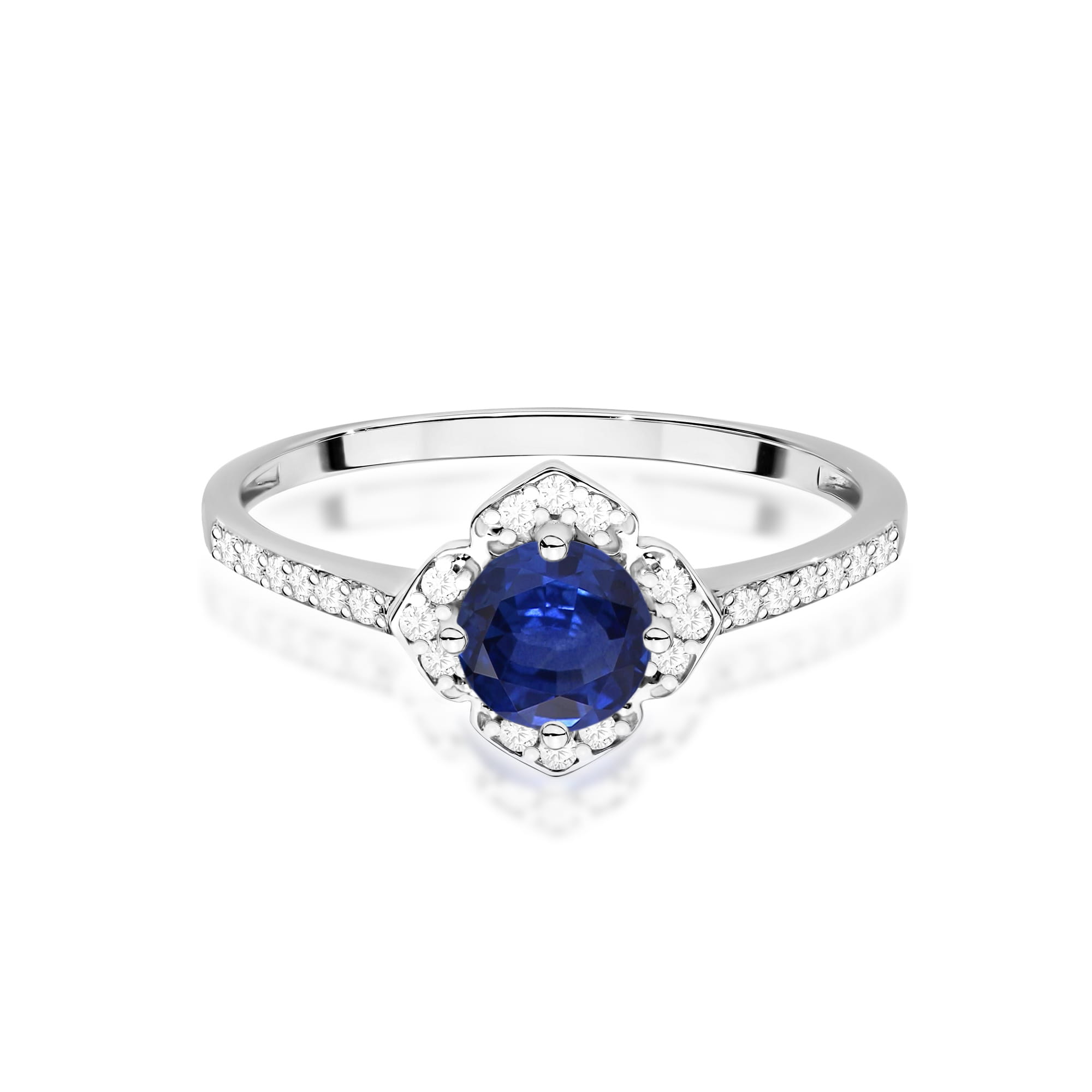 Inel Aur 14K cu Safir 0.50 ct si Diamante Naturale 0.13 ct