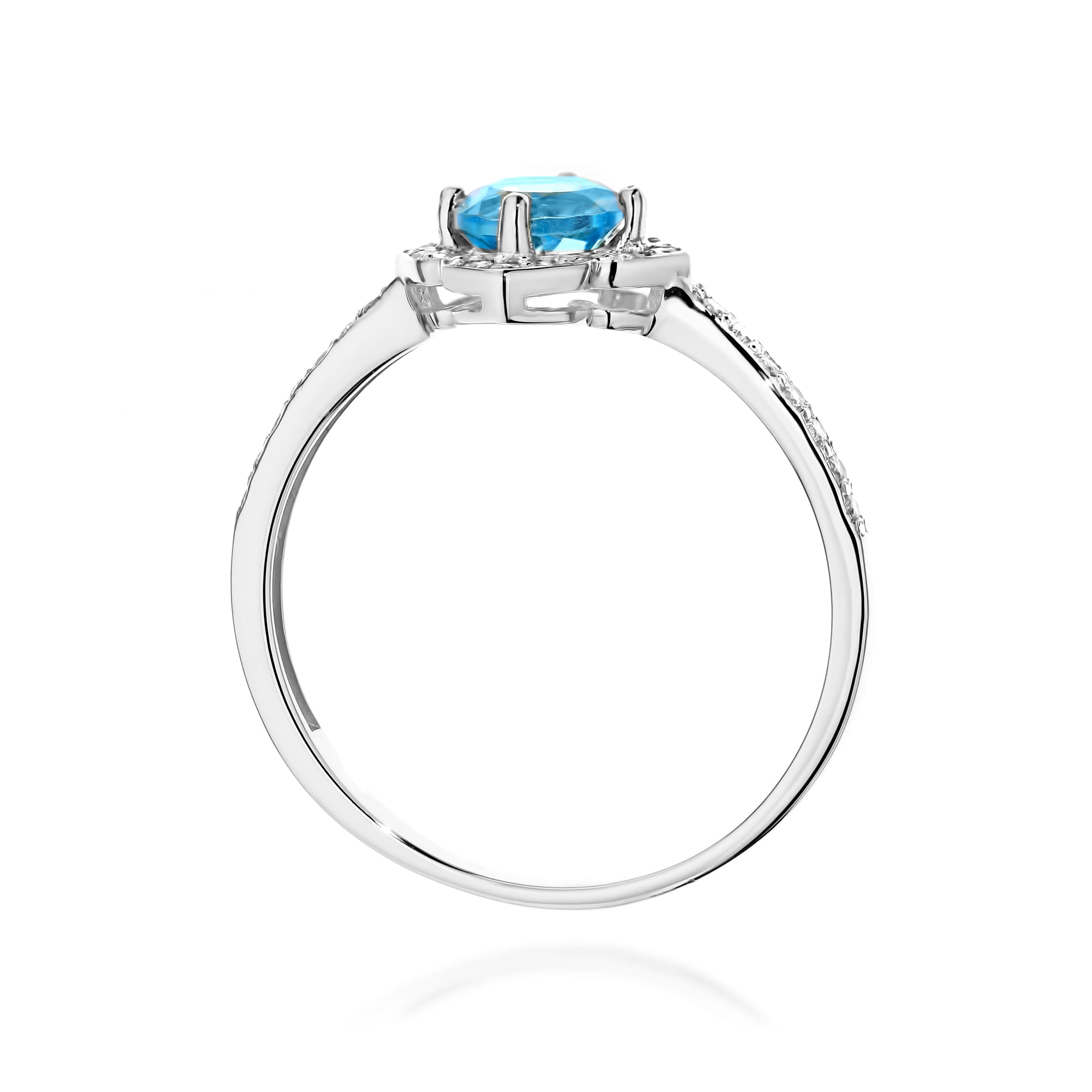 Inel Aur 14K cu Topaz Albastru 0.50 ct si Diamante Naturale 0.13 ct