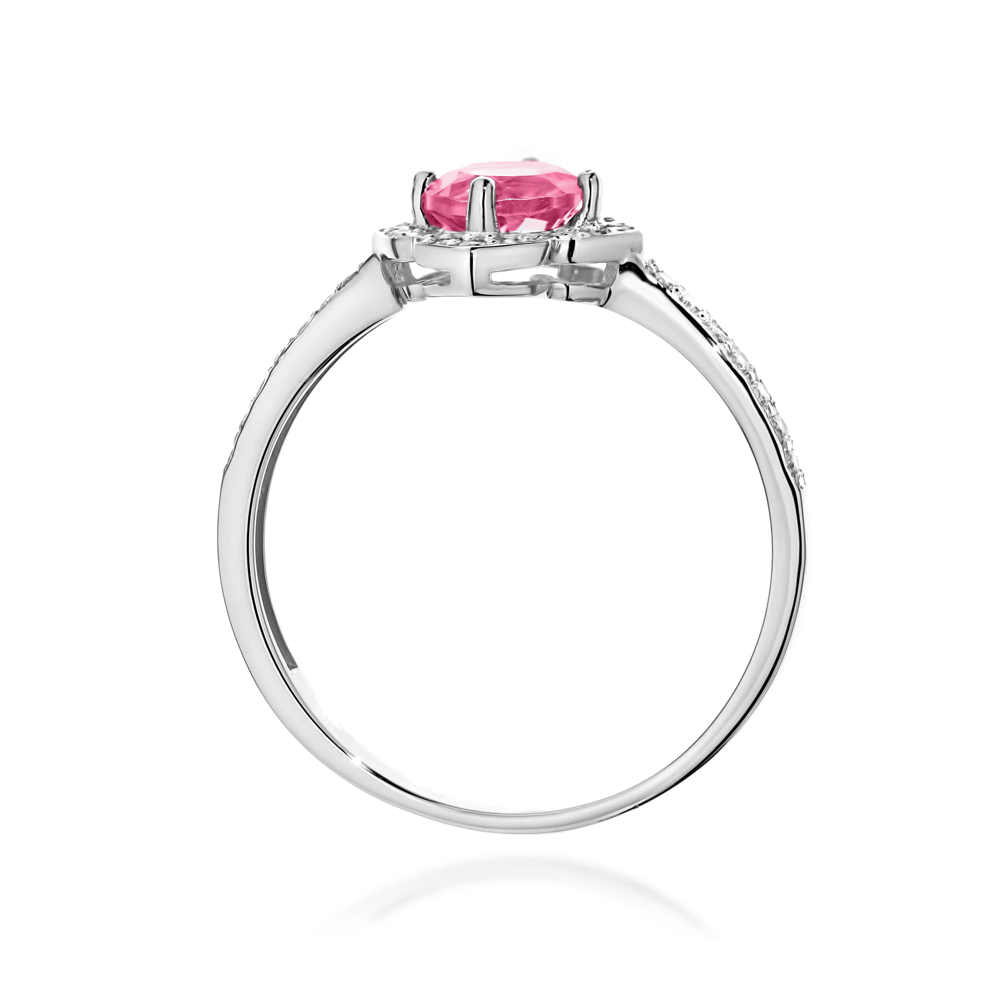 Inel Aur 14K cu Topaz Roz 0.60 ct si Diamante Naturale 0.13 ct