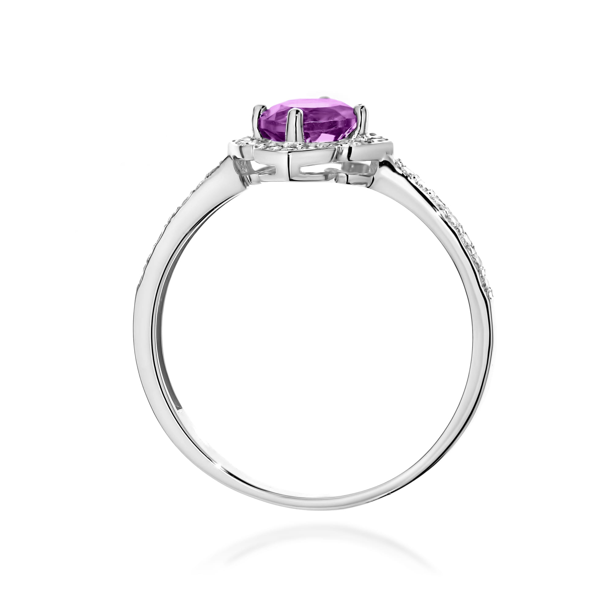 Inel Aur 9K cu Ametist 0.50 ct si Diamante Naturale 0.13 ct