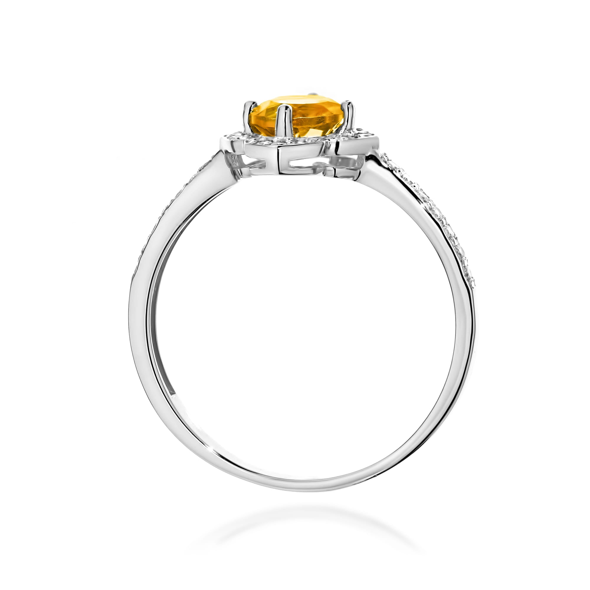 Inel Aur 9K cu Citrin 0.50 ct si Diamante Naturale 0.13 ct