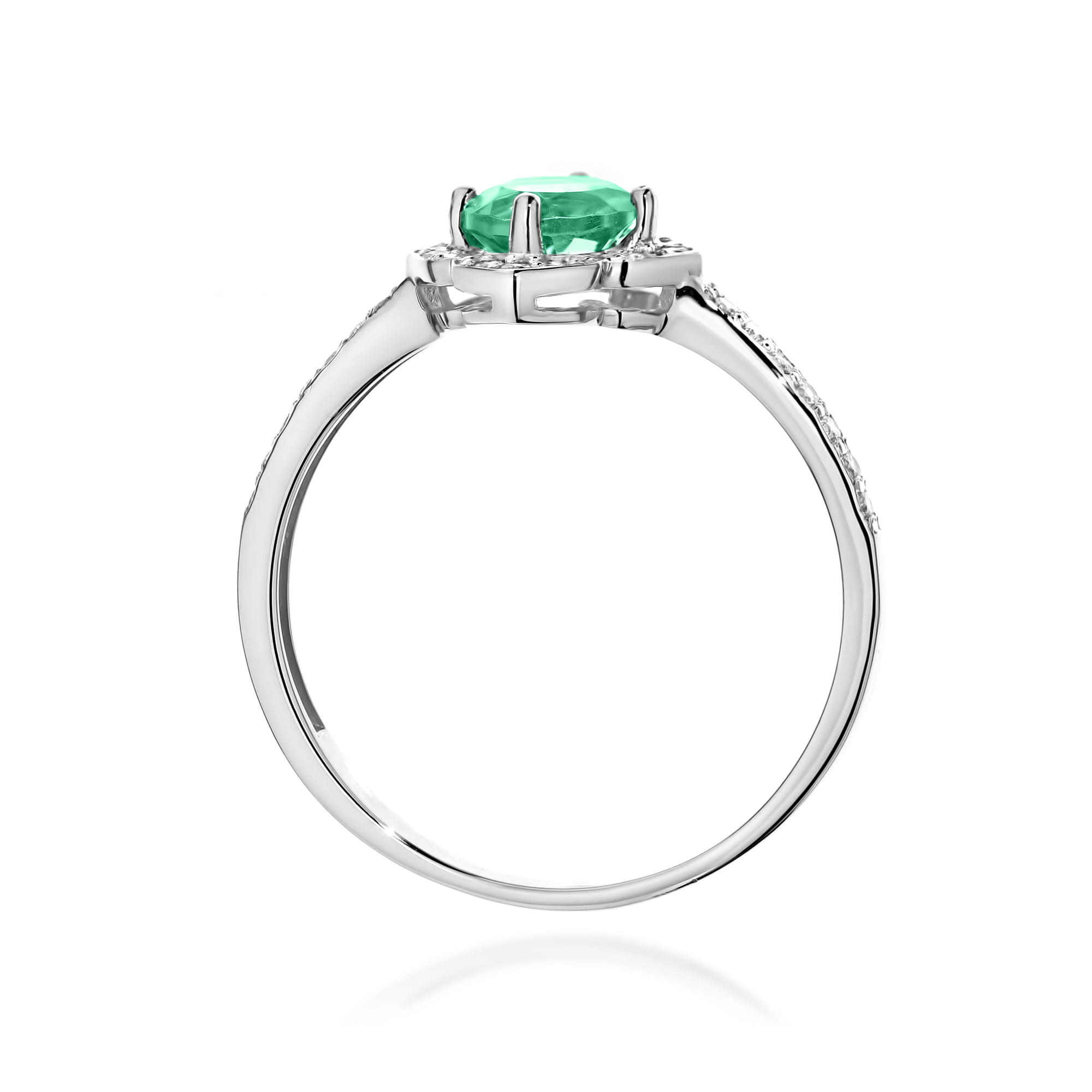 Inel Aur 9K cu Smarald 0.50 ct si Diamante Naturale 0.13 ct